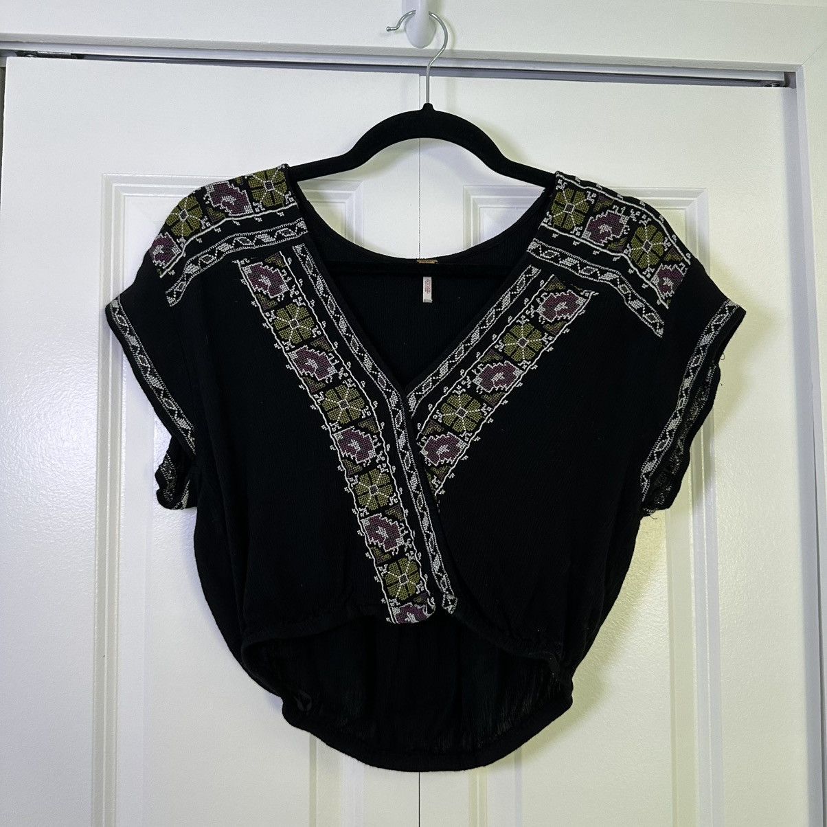 Free People Free People High-Low Banded Embroidered Blouse XS Size XS / US 0-2 / IT 36-38 - 1 Thumbnail