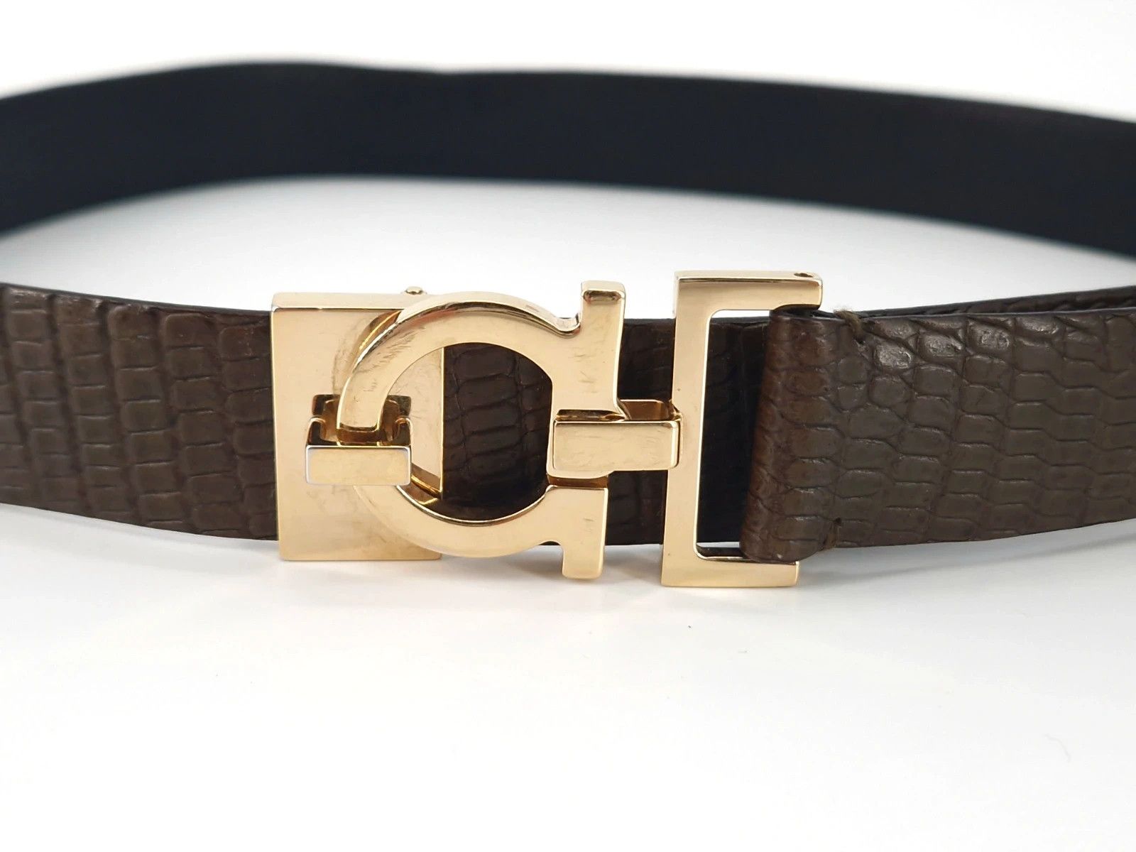 Salvatore Ferragamo Salvatore Ferragamo Green Embossed Leather Gancio Belt Size ONE SIZE - 6 Thumbnail