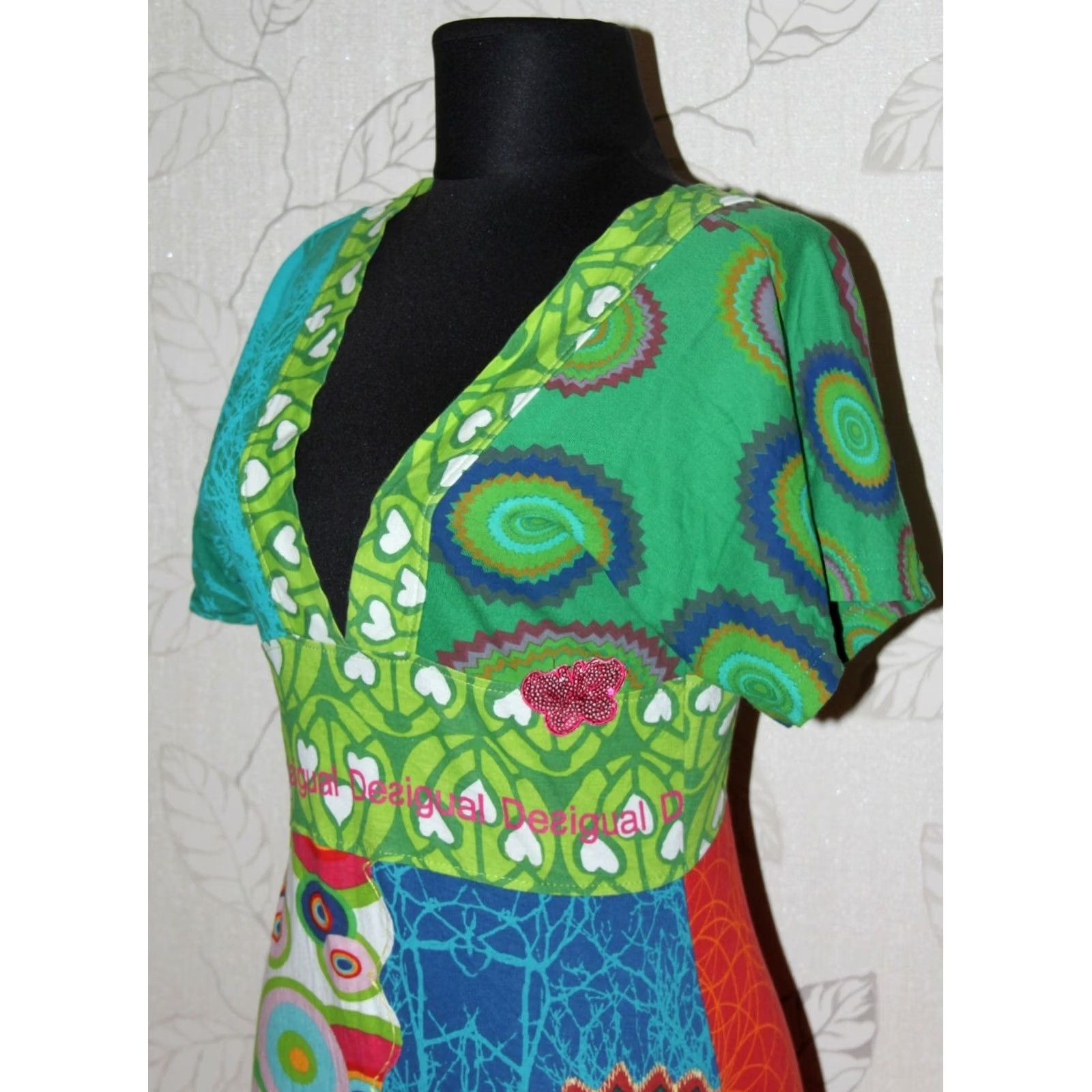 Desigual Desigual Dress Womens Cotton Midi A-Line XS Multicoloured - Desigual XS Cotton Midi Dress Womens? Size XS / US 0-2 / IT 36-38 - 3 Thumbnail