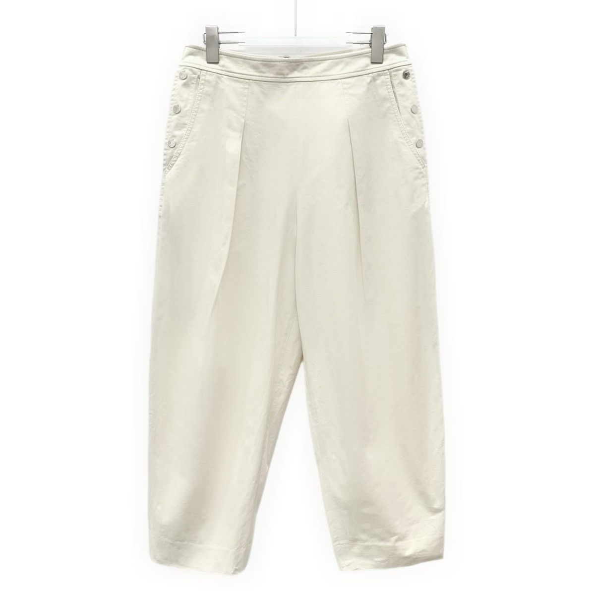 Hermes Hermes White Cotton Casual Pants K26WX Size 28" / US 6 / IT 42 - 1 Thumbnail