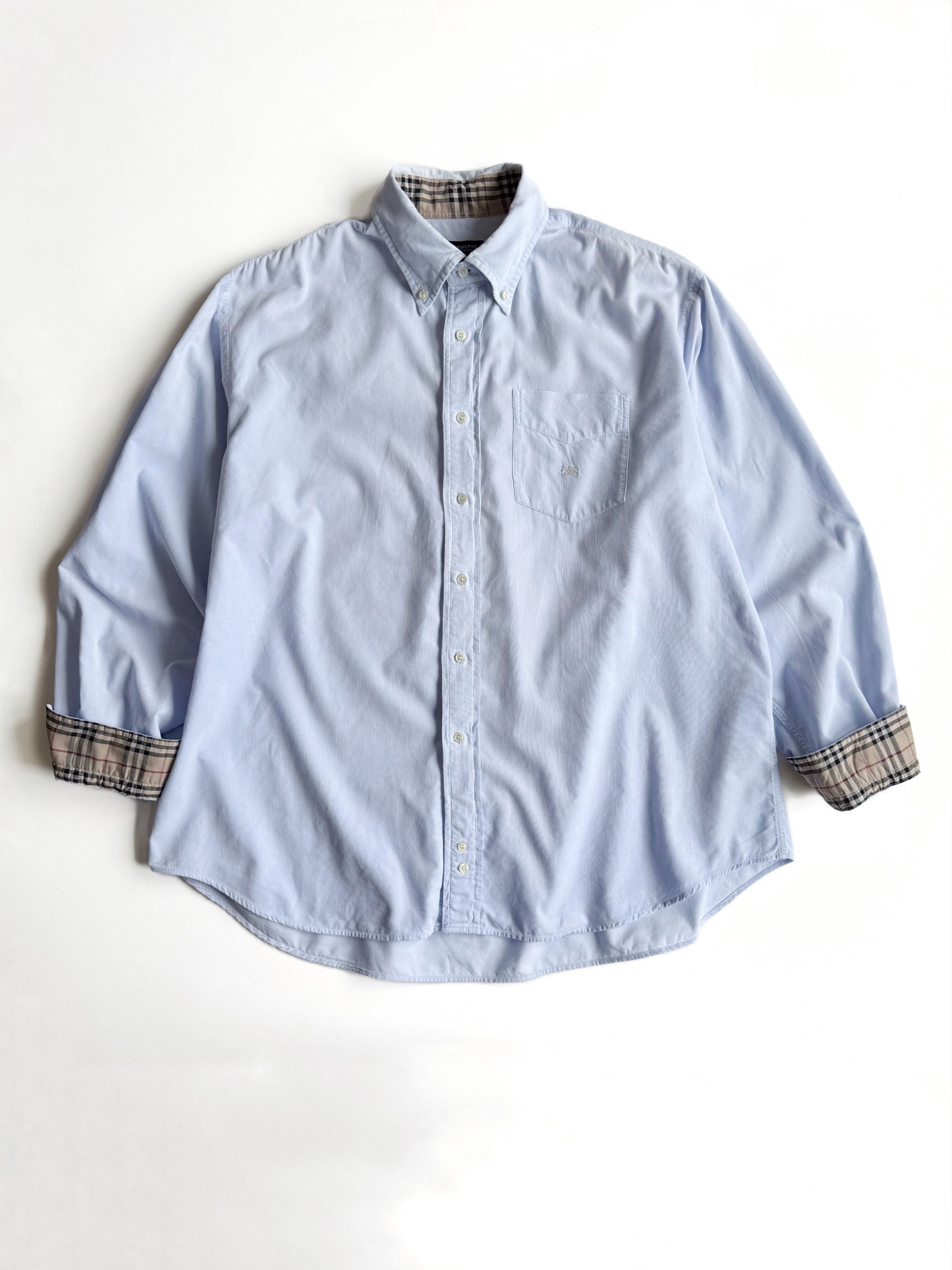Men's Vintage Burberry Corduroy Light Blue Shirt XXL-XL