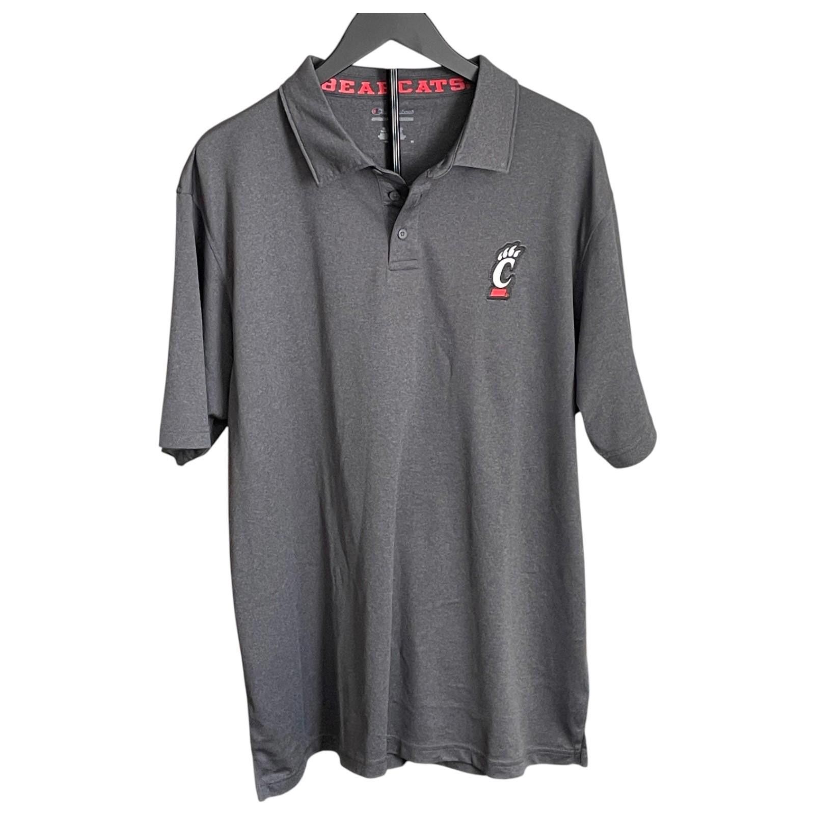Champion University Of Cincinnati UC Bearcats Mens Gray Polo Shirt XL Size ONE SIZE - 1 Thumbnail