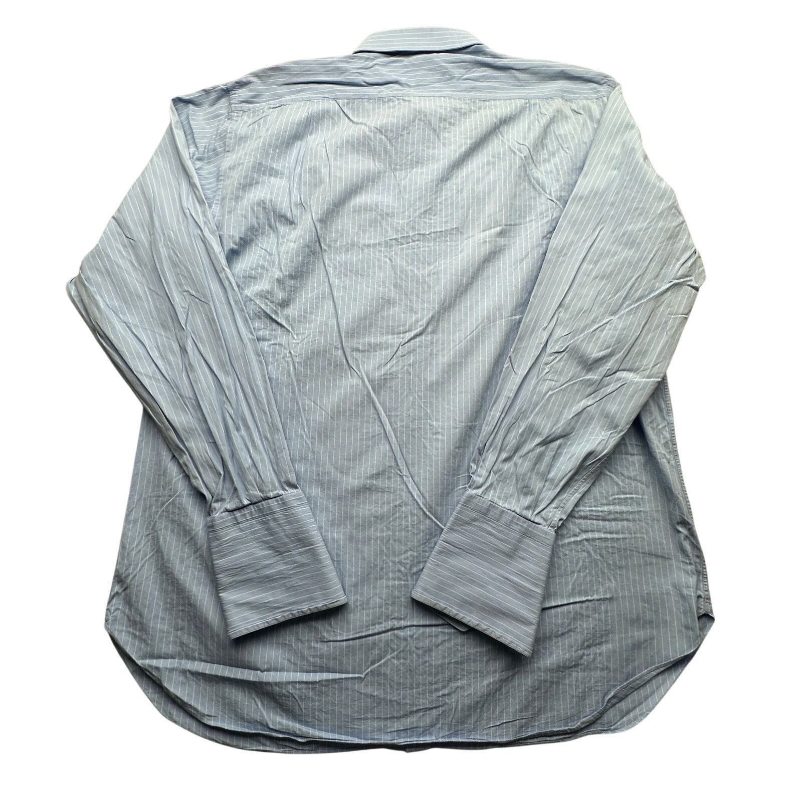 Brioni Brioni Pinstripe Blue Dress Shirt Mens 2XL Double Cuffs Size US XXL / EU 58 / 5 - 2 Thumbnail