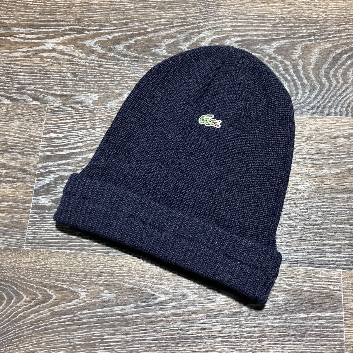 Lacoste Vintage LACOSTE Double Cuff Wool Hat Navy Blue Size ONE SIZE - 5 Thumbnail