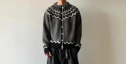 Aran Isles Knitwear Stylish Gray Knit Cardigan with Traditional Pattern Size US L / EU 52-54 / 3 - 5 Thumbnail