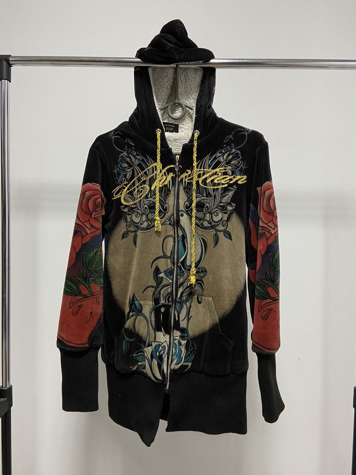 Christian Audigier × Ed Hardy × Vintage Ed Hardy Christian Audigier Zip Hoodie Big Logo Vintage Size M / US 6-8 / IT 42-44 - 1 Thumbnail