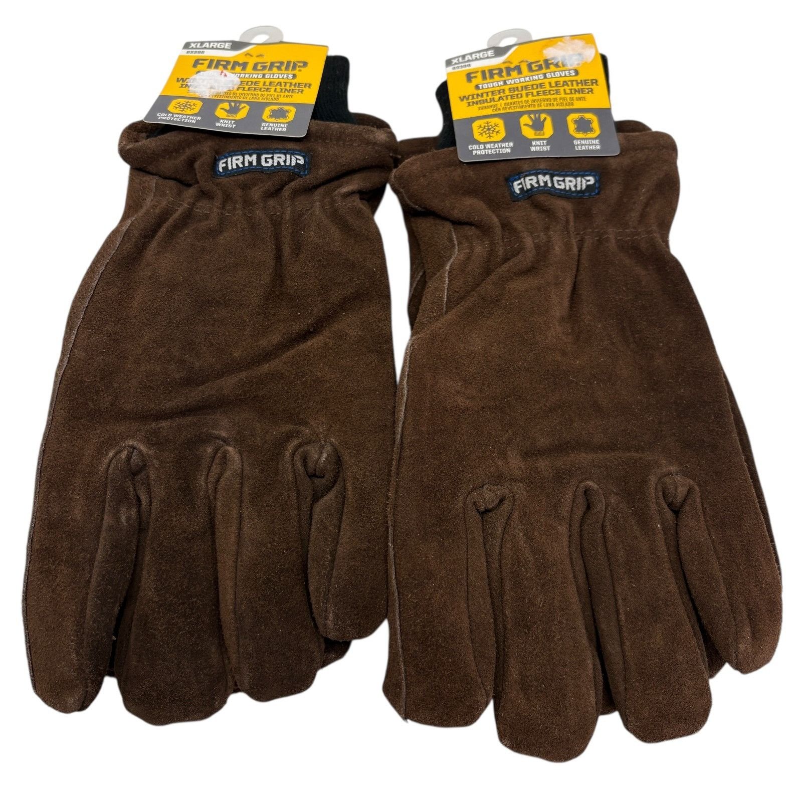 Other Lot Of 2 - XL FIRM GRIP Winter Suede Leather Work Gloves Ins Size ONE SIZE - 1 Thumbnail