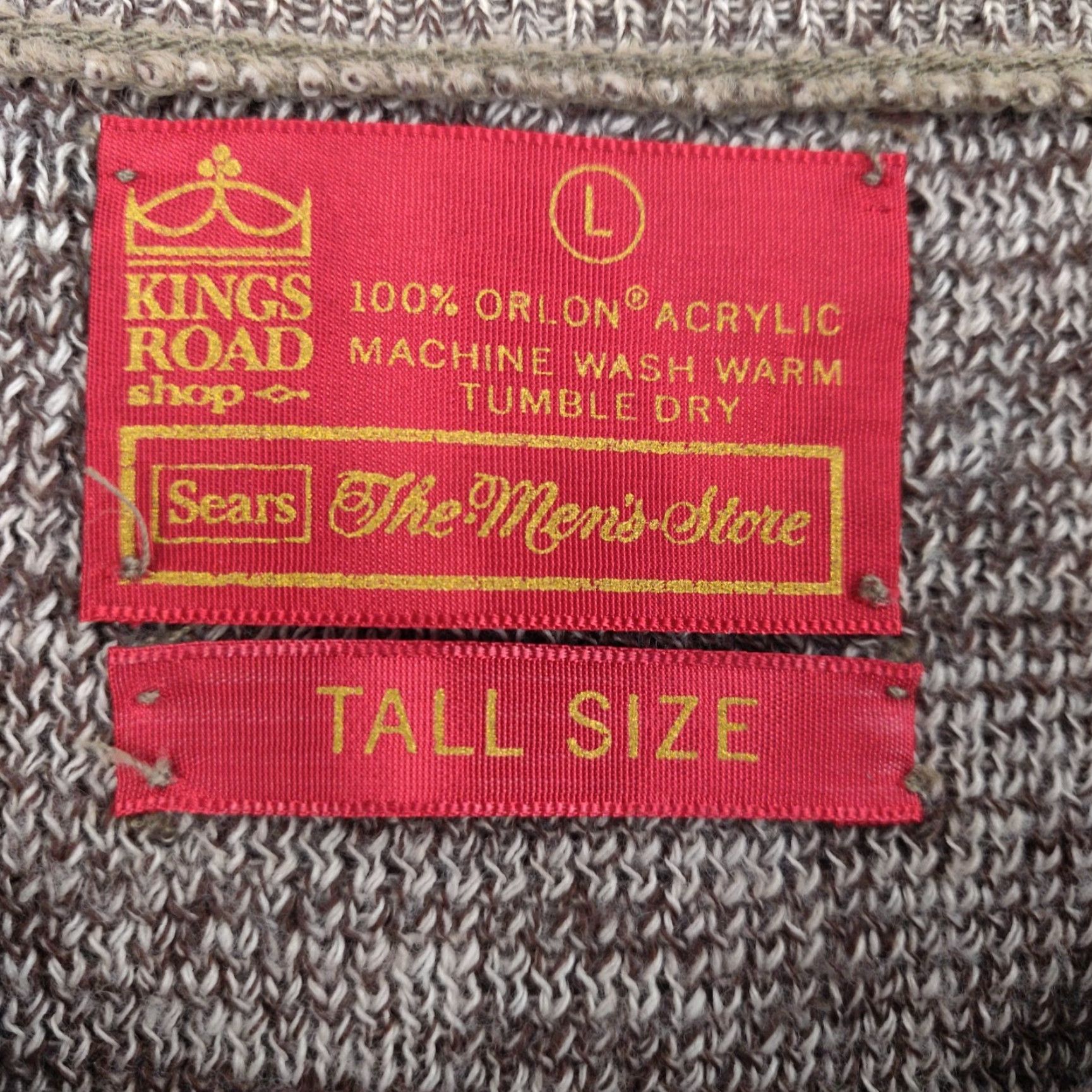 Sears VINTAGE Sears Kings Road Sweater Mens Large Tall Argyle Knit Crew Neck Brown 80s Golf Tennis Grunge Rockabilly Mens Size US L / EU 52-54 / 3 - 6 Thumbnail