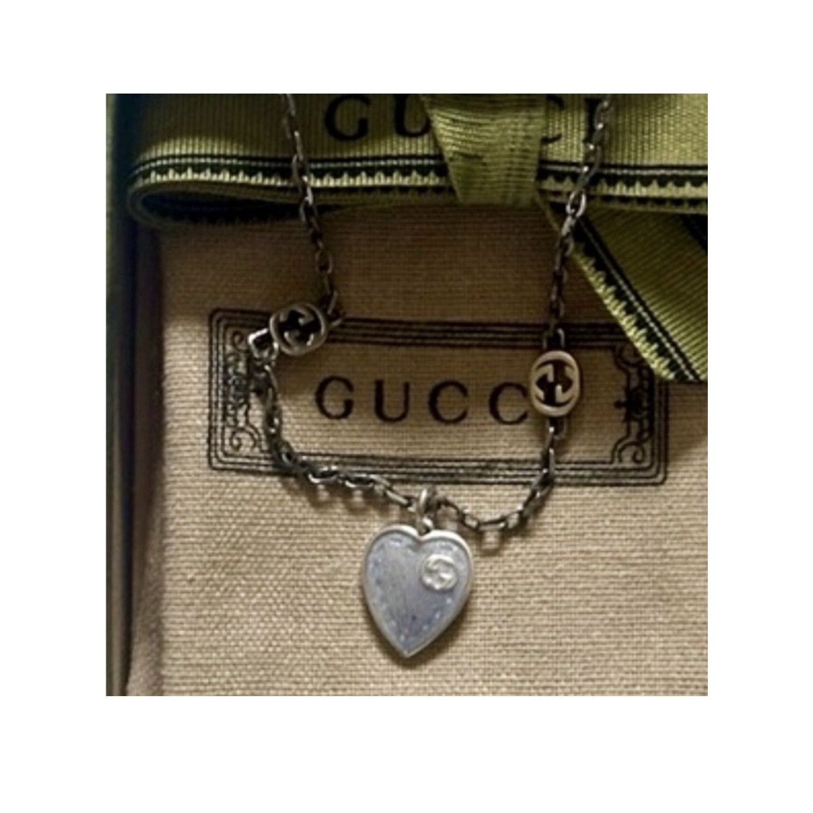 Gucci Gucci Sterling Silver Blue Heart Pendant Necklace Size ONE SIZE - 1 Thumbnail