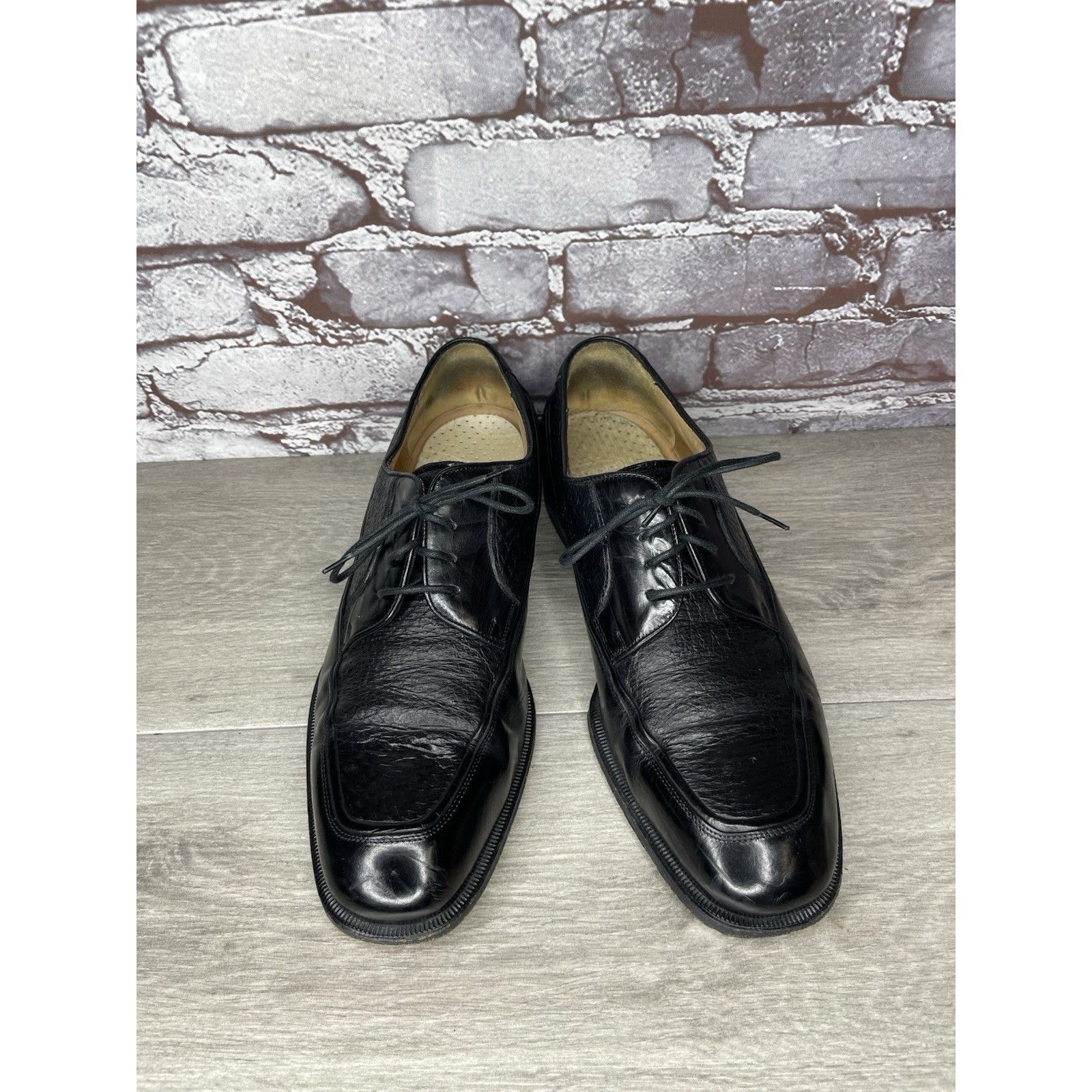 Johnston & Murphy Johnston & Murphy Black Leather Square Toe Italy Dress Shoe Size US 10 / EU 43 - 9 Thumbnail