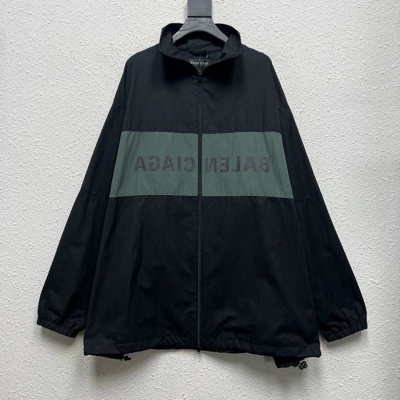 Balenciaga New Black Green Logo Windbreaker