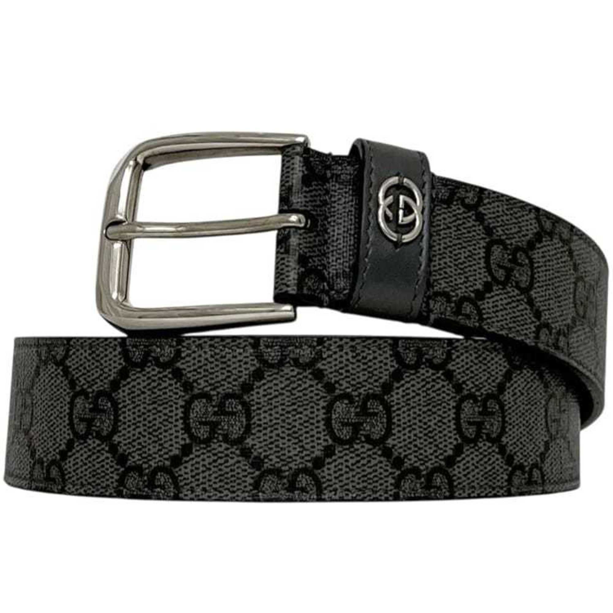 Gucci Gucci belt f-25199 gray GG Supreme interlocking 673921 waist 98cm coated canvas FABY3 85・34 525040 GUCCI 35mm square buckle men's women's Size ONE SIZE - 1 Thumbnail