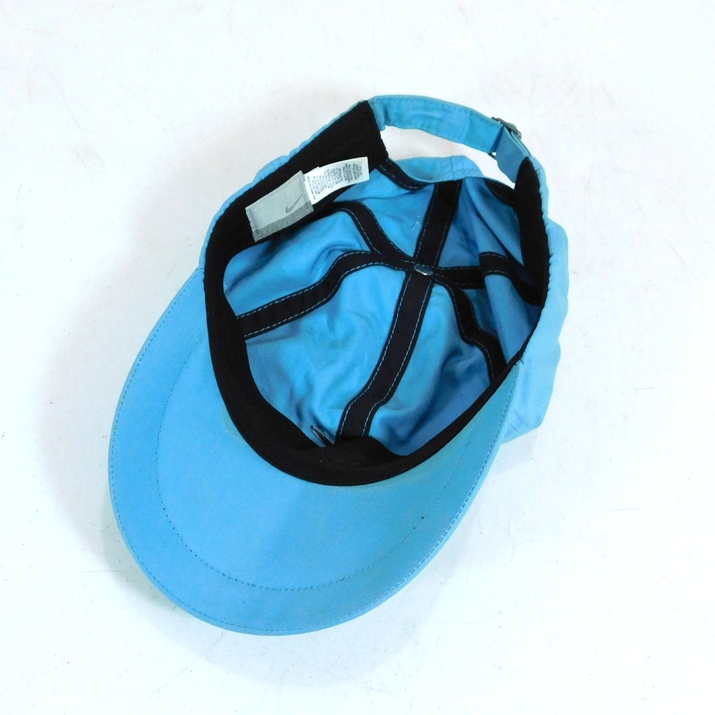 Nike Nike Gray Tag Dad Hat Light Blue Black Swoosh Strapback Size ONE SIZE - 6 Thumbnail