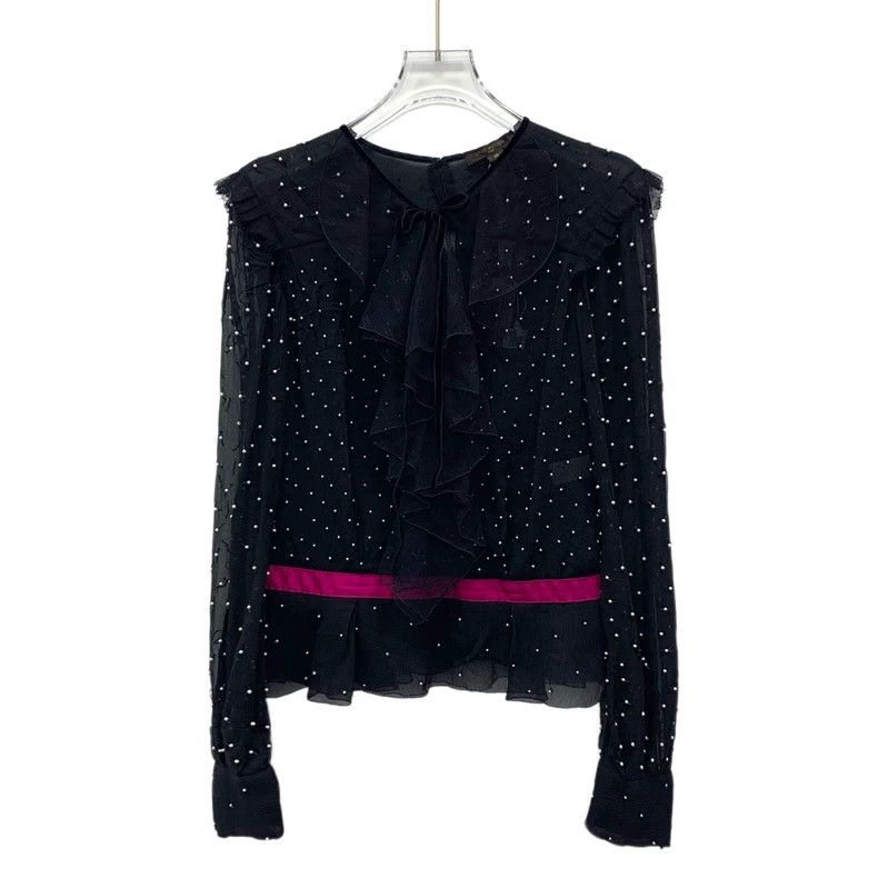 Louis Vuitton Louis Vuitton Black Silk Tie Long Sleeve Shirt with Bow La Size XS / US 0-2 / IT 36-38 - 1 Thumbnail