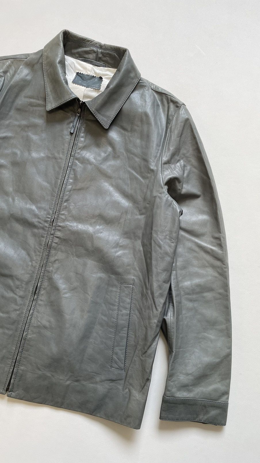 Prada Mid 2000s Powder Blue Treated Leather Jacket Size US M / EU 48-50 / 2 - 6 Thumbnail
