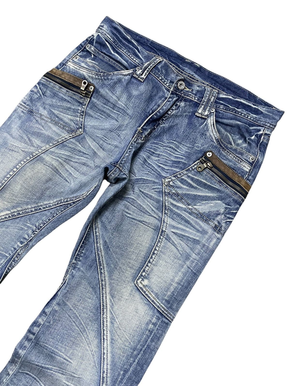 Michel Klein × Tornado Mart Michel Klein Japan Spiral Flared Panelling Gun Pocket Jeans Size US 32 / EU 48 - 3 Thumbnail