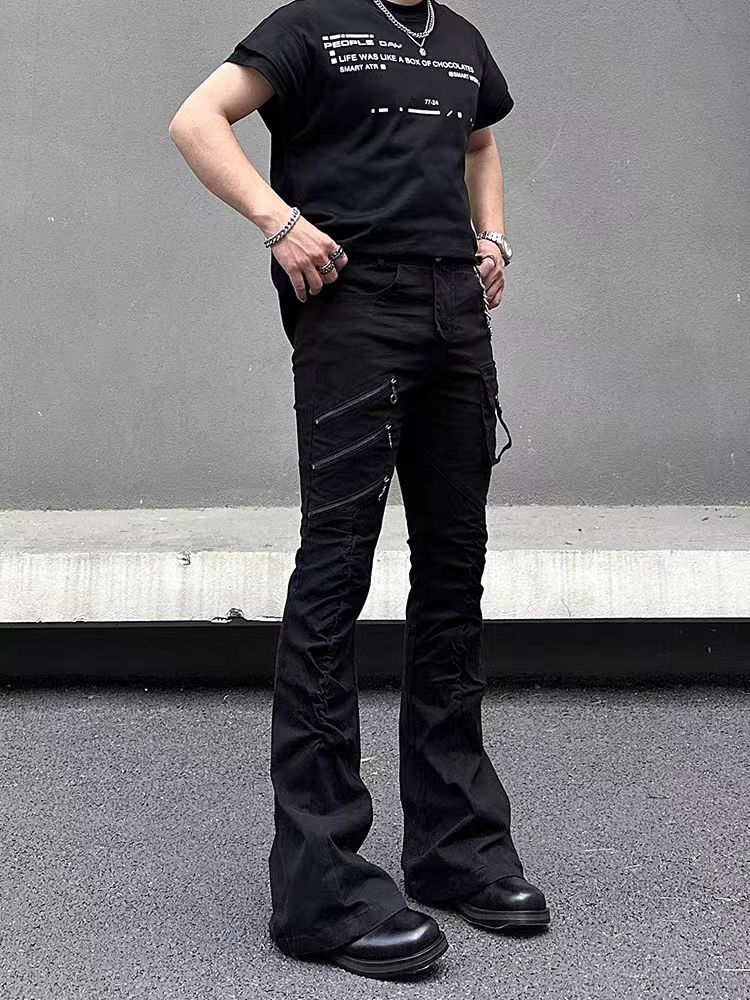 Jean Black pants with side zippers Size US 30 / EU 46 - 1 Thumbnail