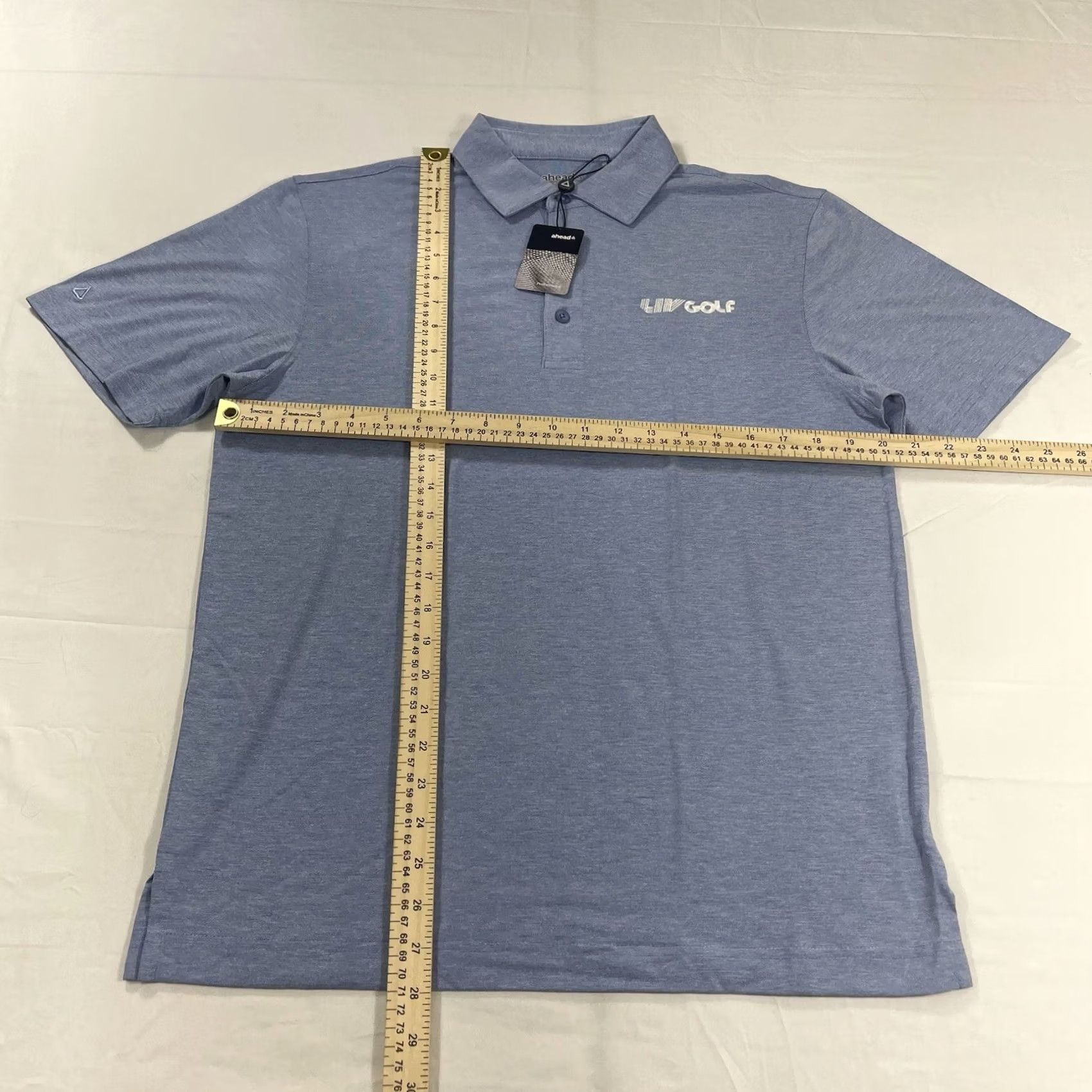 Vintage Ahead LIV Golf Polo Shirt - Short Sleeve, Embroidered Logo, Blue - Size S, 100% Polyester, Breathable, Lightweight, Performance Polo, Men Size US S / EU 44-46 / 1 - 2 Thumbnail