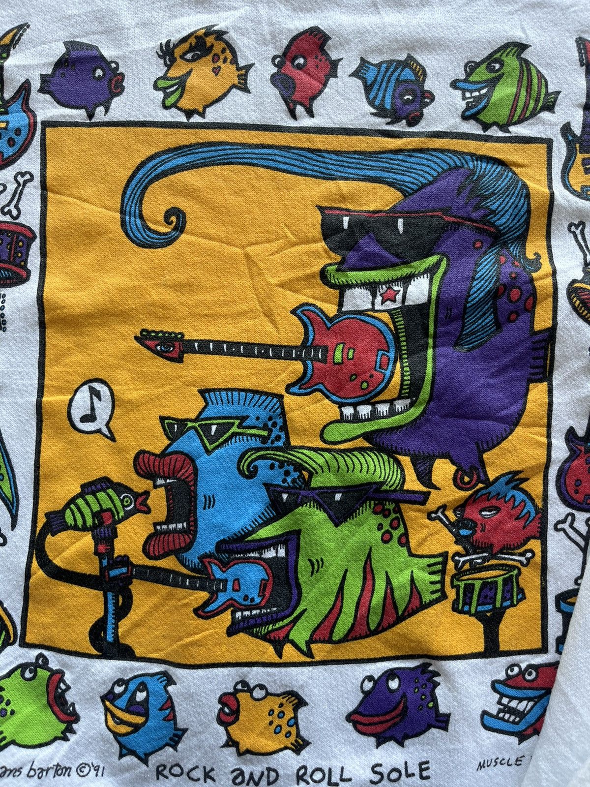 Vintage Vtg Rock and Roll Sole Artwork 91’s Design by Beans Barton Size US XL / EU 56 / 4 - 10 Thumbnail