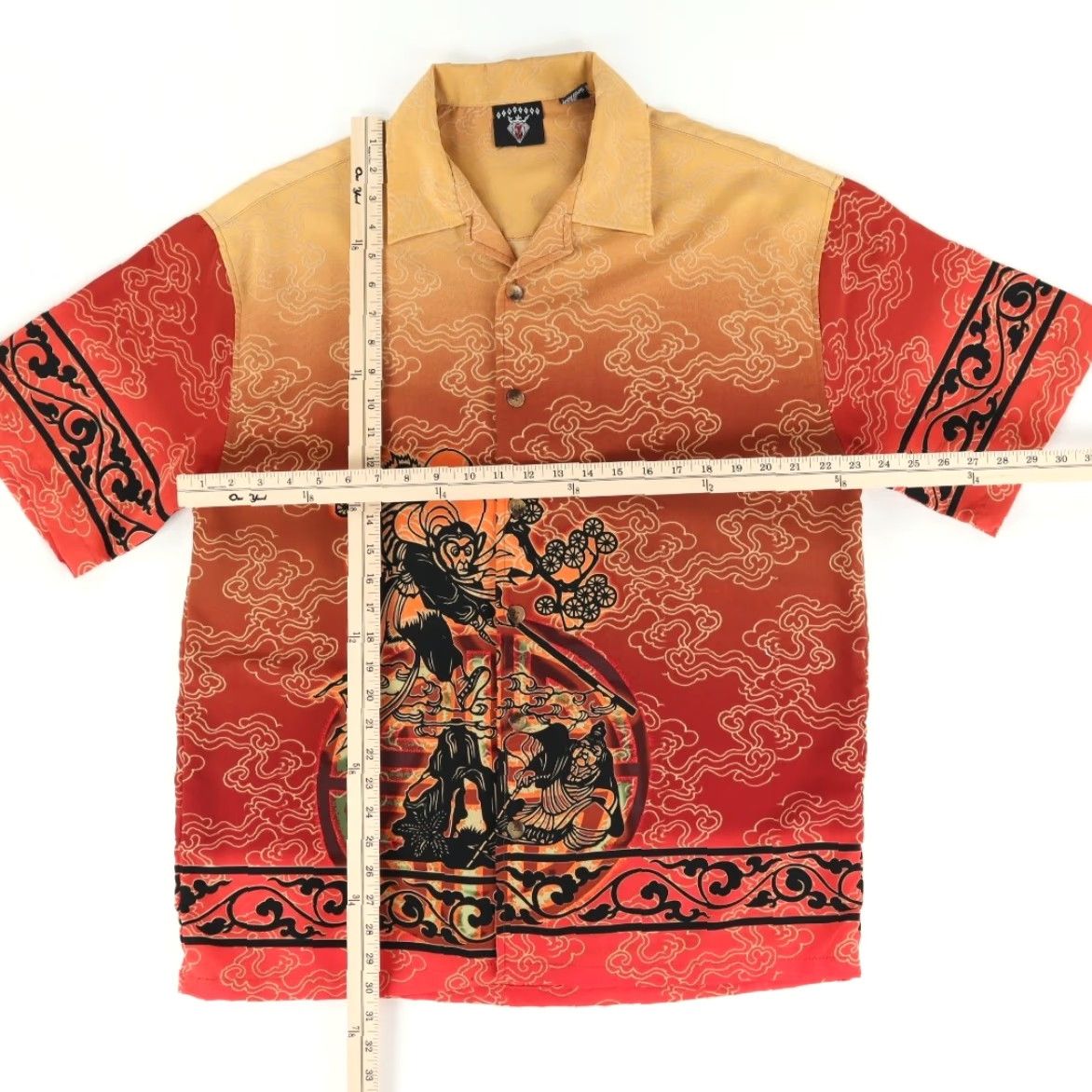 Vintage 7 Diamonds Shirt Hawaiian Chinese Monkey All Over Print Red Men's L Size US L / EU 52-54 / 3 - 3 Thumbnail