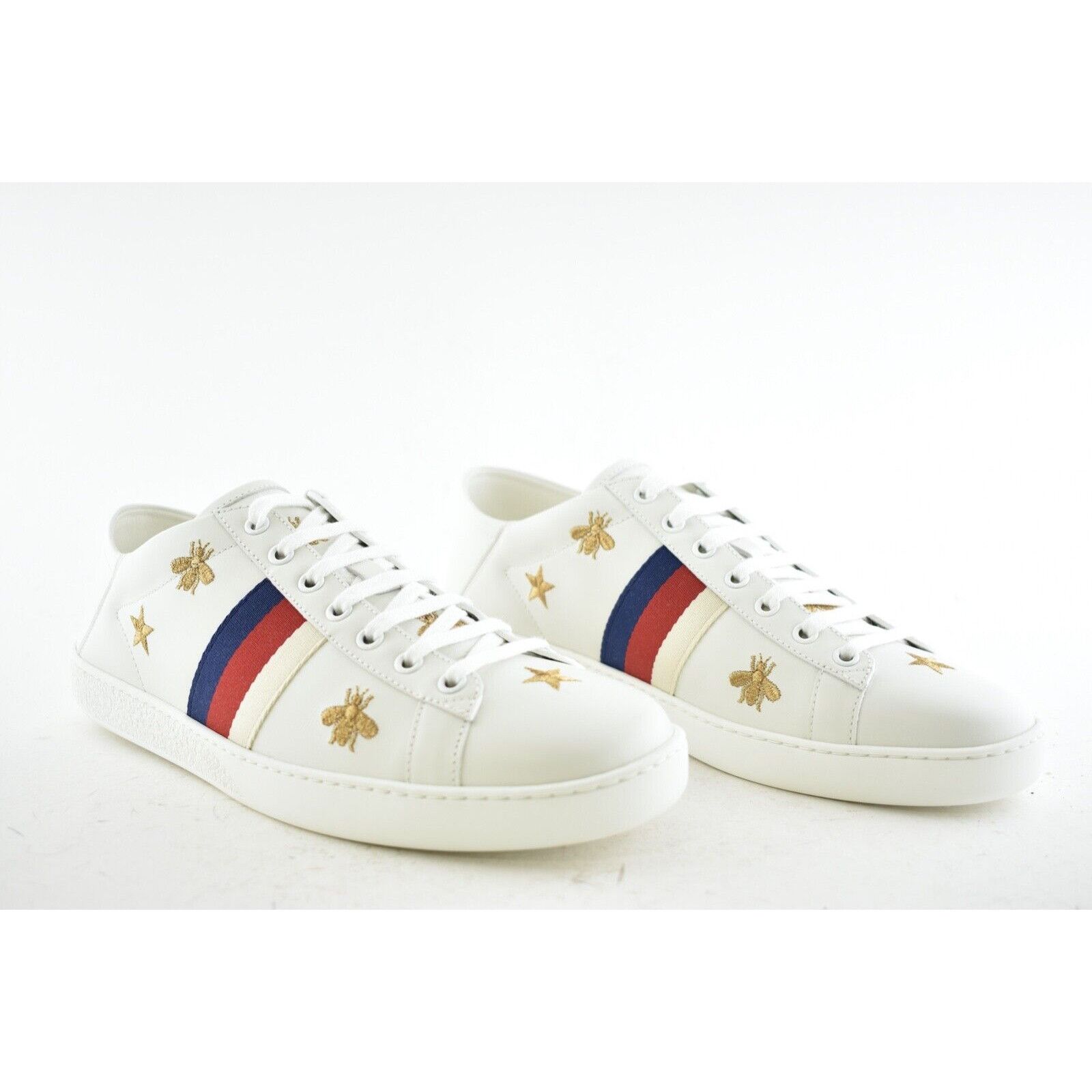 Gucci Gucci White Star Bee Gold Flat Low Top Lace Up Tie Sneaker Size US 12 / IT 42 - 4 Thumbnail