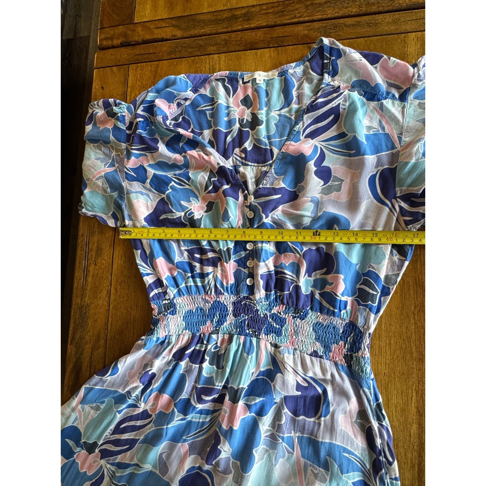 Other Abel The Label Blue Floral Maxi Dress Smocked Waist Boho M Size M / US 6-8 / IT 42-44 - 5 Thumbnail