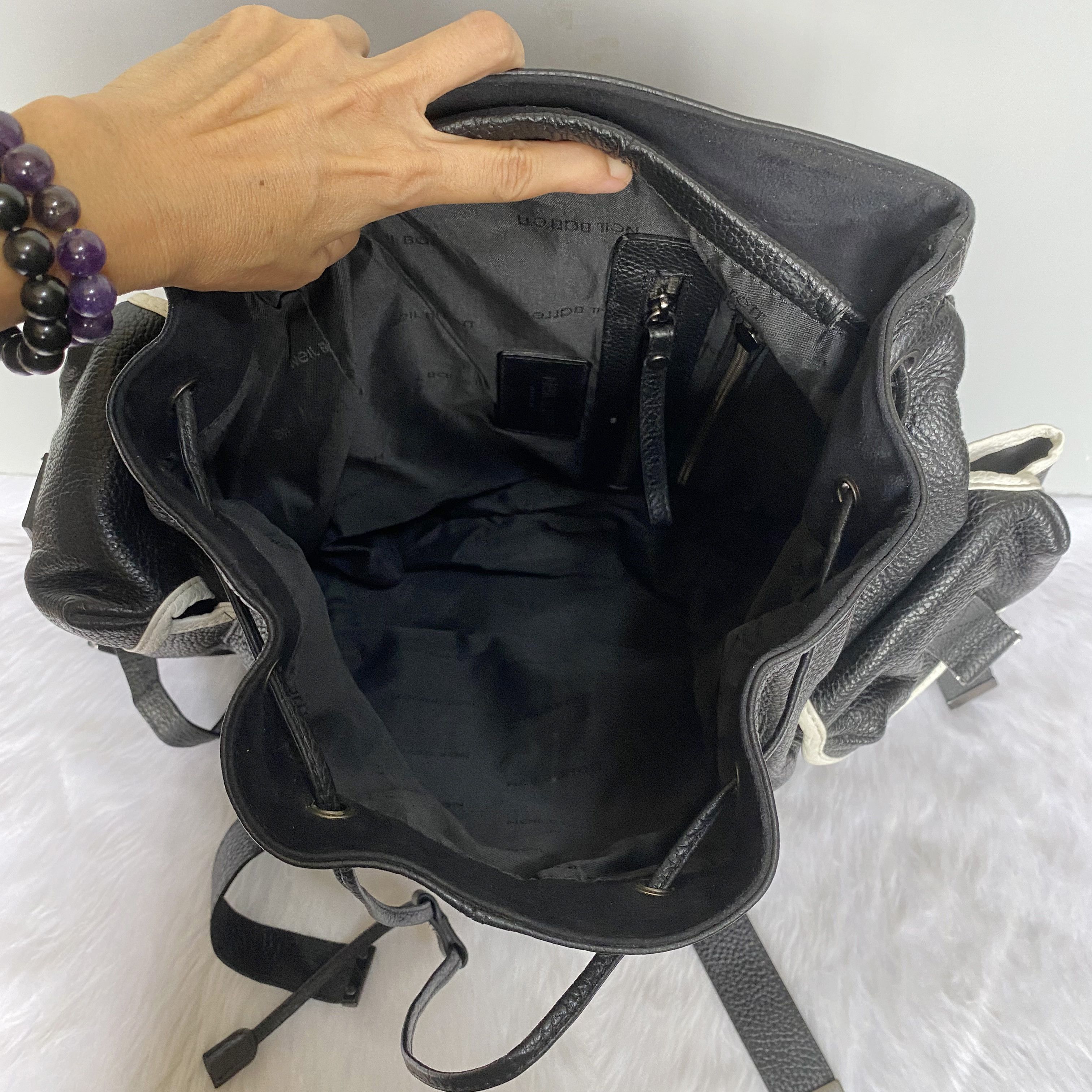 Neil Barrett × Vintage Black White Contrast Leather Nylon Backpack Size ONE SIZE - 13 Thumbnail