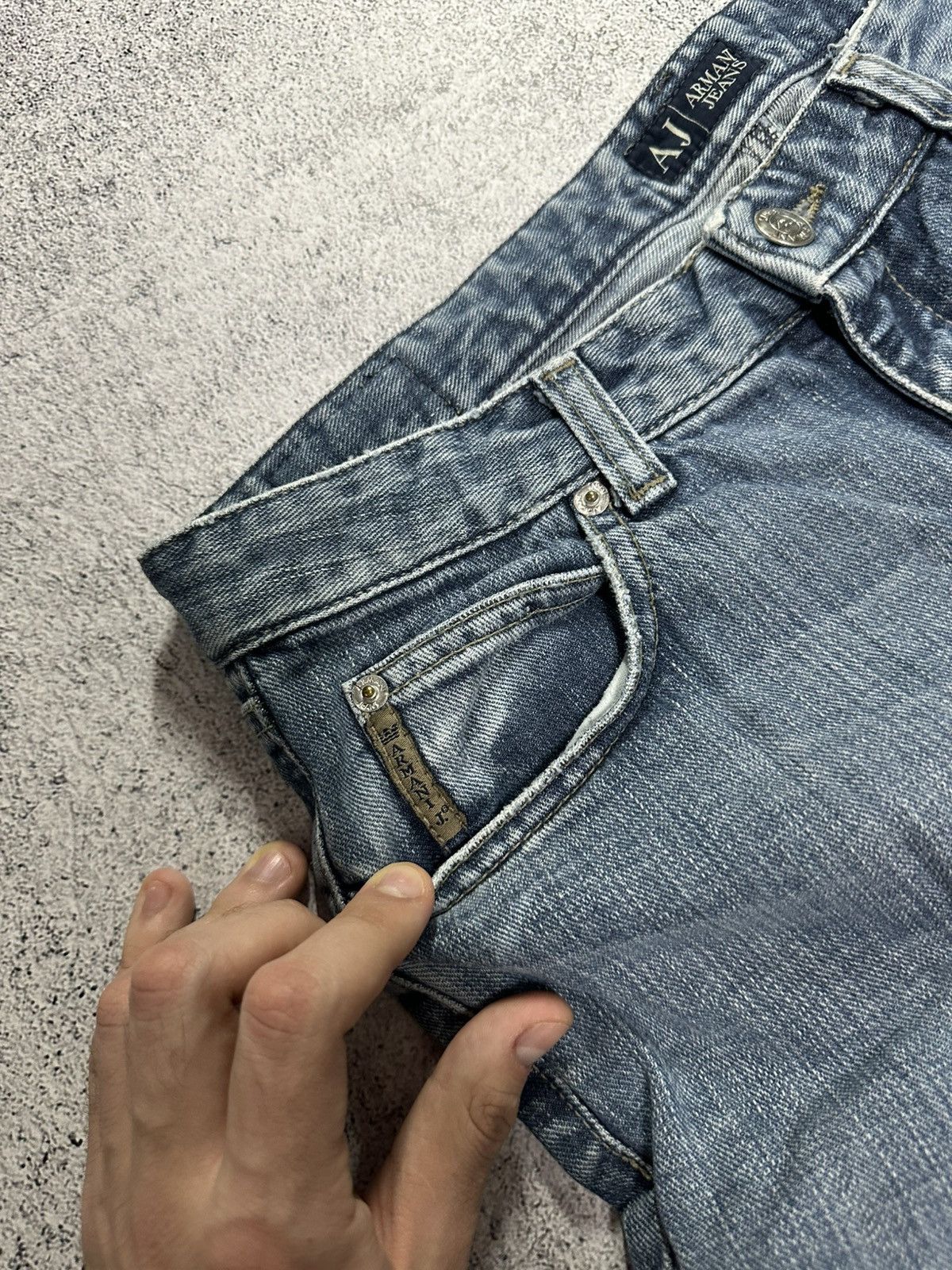 Giorgio Armani Vintage Emporio Armani Flared Jeans Y2K Indigo Metal Logo Size US 29 - 10 Thumbnail