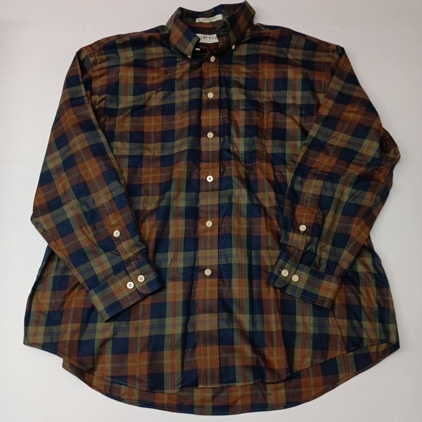 Orvis Orvis Plaid Shirt Men's Size 2XL Brown, Blue, Green Plaid Size US XXL / EU 58 / 5 - 1 Thumbnail