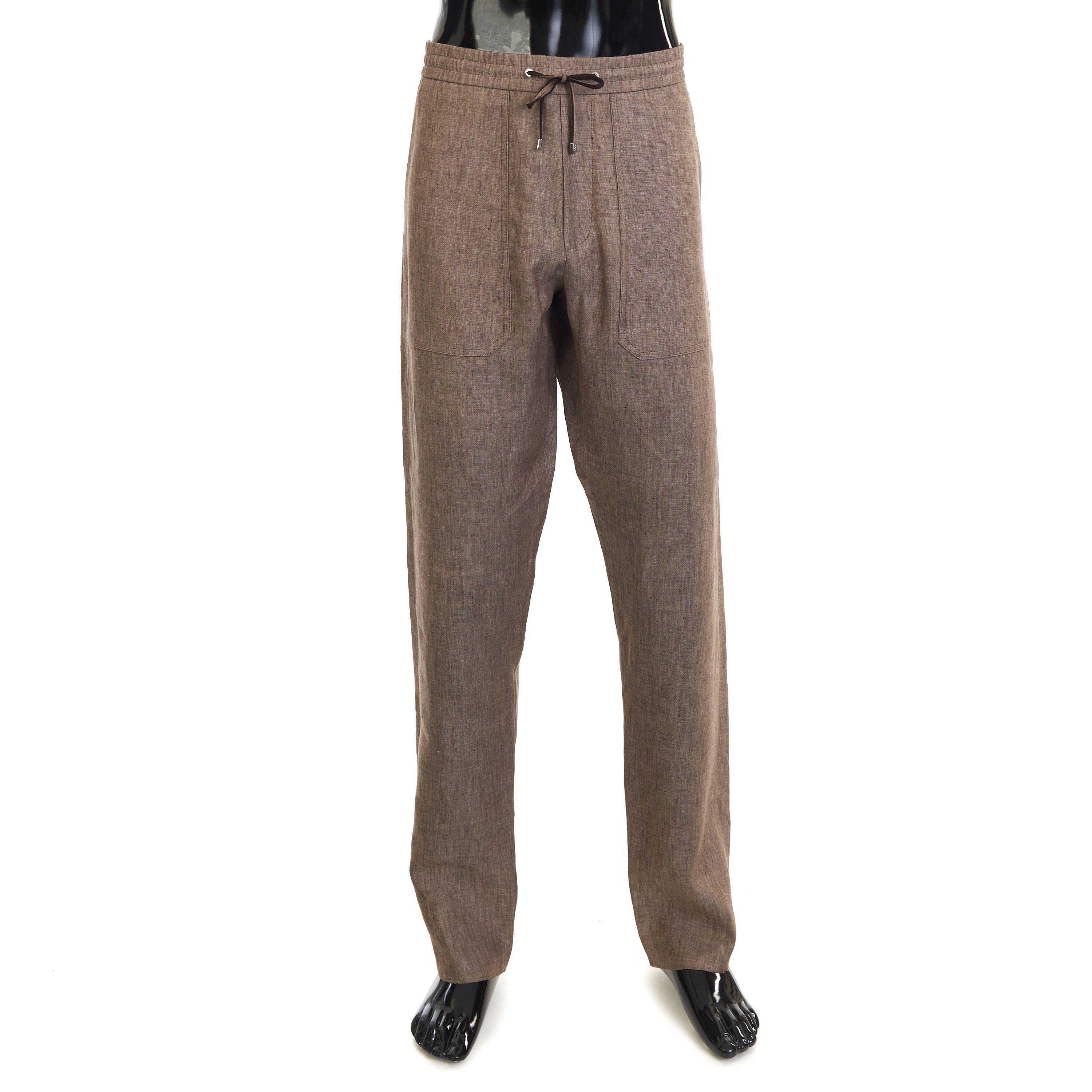 Other Brett Johnson Mocha Brown Linen Casual Pants With Drawstring Size US 30 / EU 46 - 1 Thumbnail