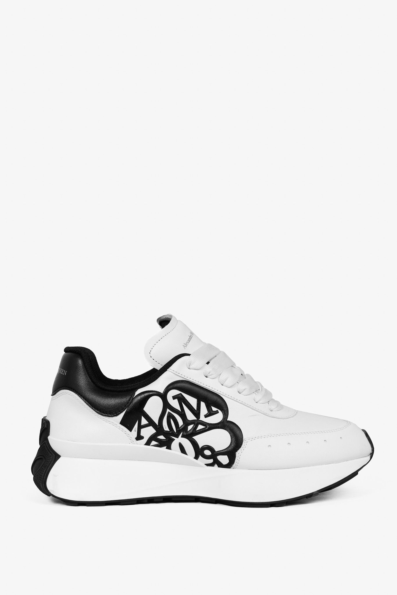Alexander McQueen Alexander McQueen Sprint Runner White Black Leather Sneakers Size US 8.5 / IT 38.5 - 1 Thumbnail