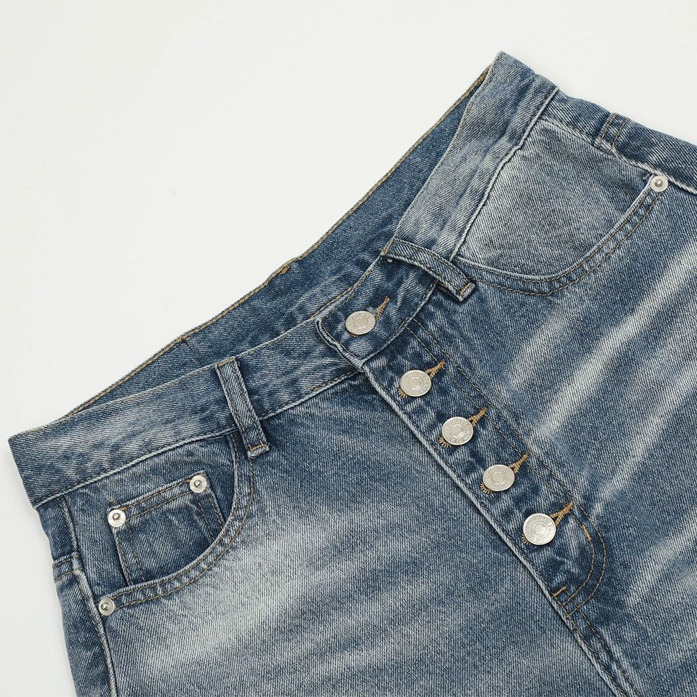 Japanese Brand × Jean Men's high street straight wide-leg floral button-down jeans Size US 32 / EU 48 - 3 Thumbnail