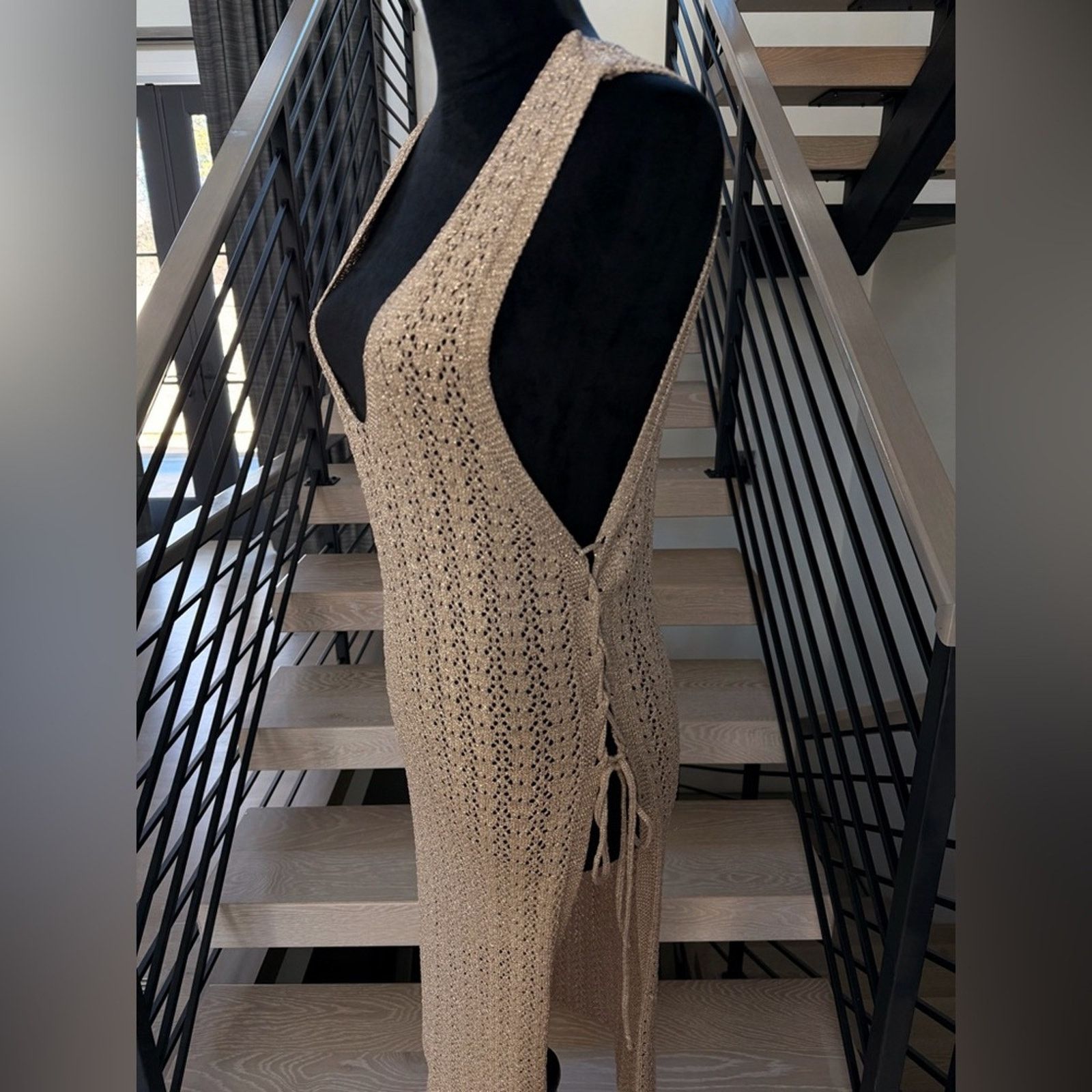 Other New Gold Shimmery Tan Knit Beach Vacay Cover Up one size Size ONE SIZE - 4 Thumbnail