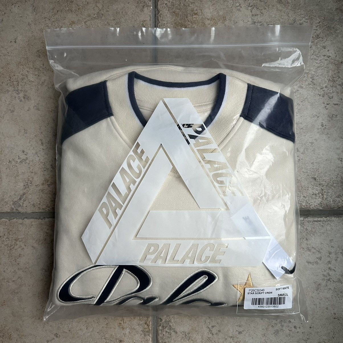 Palace Palace Star Script Crew Soft White Size Small | Grailed