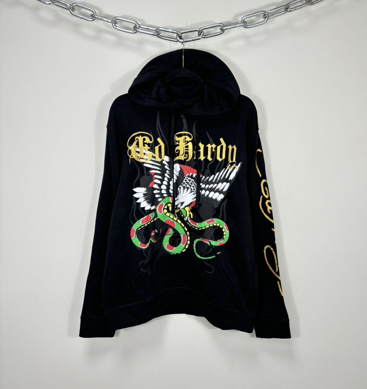 Christian Audigier Ed Hardy NEW Snake Eagle Big Logo Rare Black Hype Hoodie Size US L / EU 52-54 / 3 - 1 Thumbnail