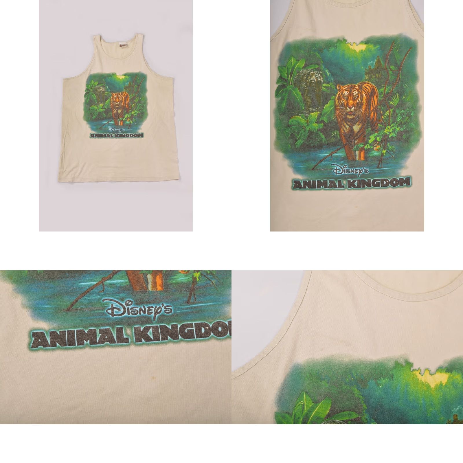 Disney Walt Disney World Animal Kingdom Vintage Tank T-Shirt Tee OS XL Beige 90s Cartoon Mens Shirt Tank Top Size US XL / EU 56 / 4 - 8 Thumbnail