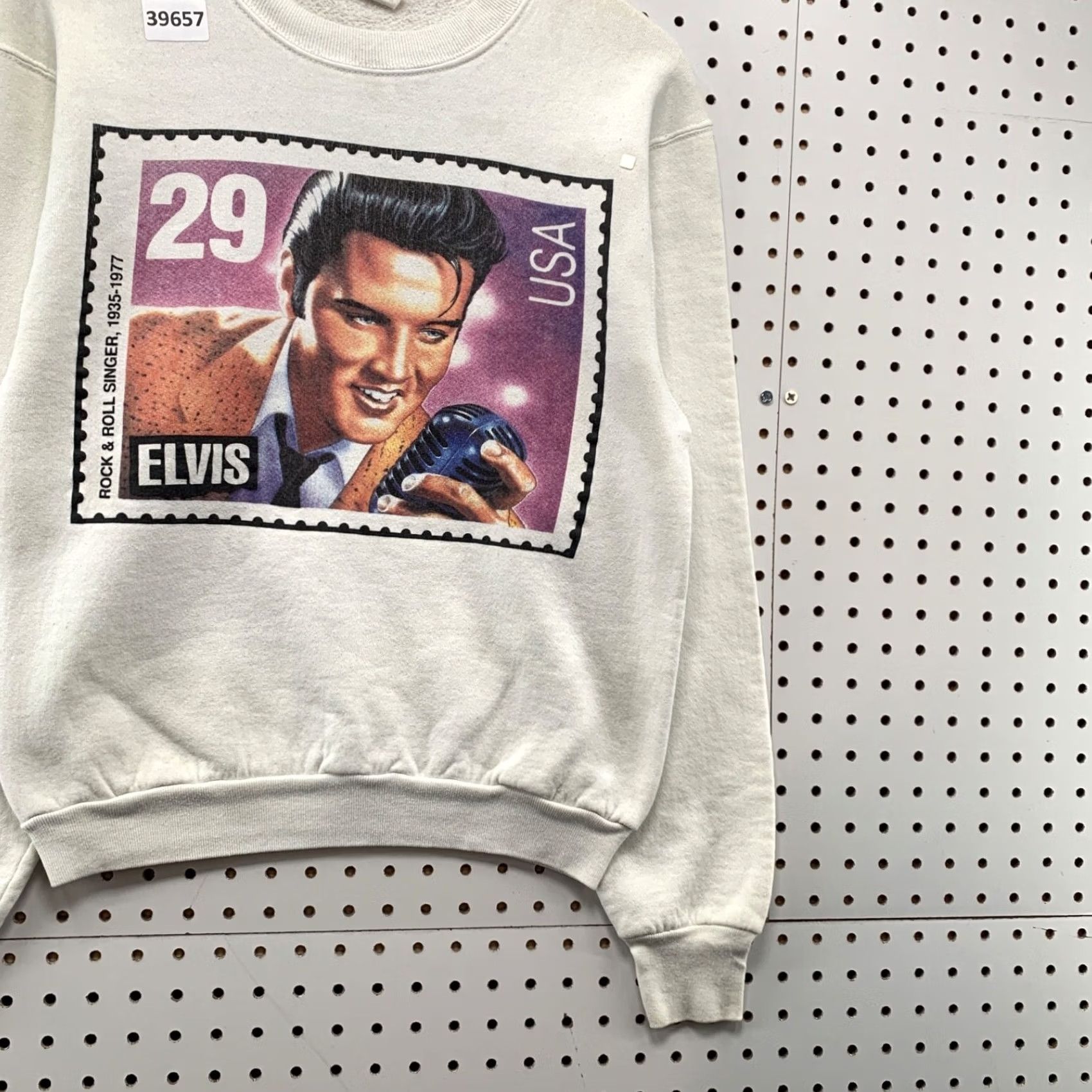 Fruit Of The Loom VINTAGE Elvis USA Stamp Graphic Crewneck Sweatshirt Mens S Fits XS USA Size US S / EU 44-46 / 1 - 4 Thumbnail