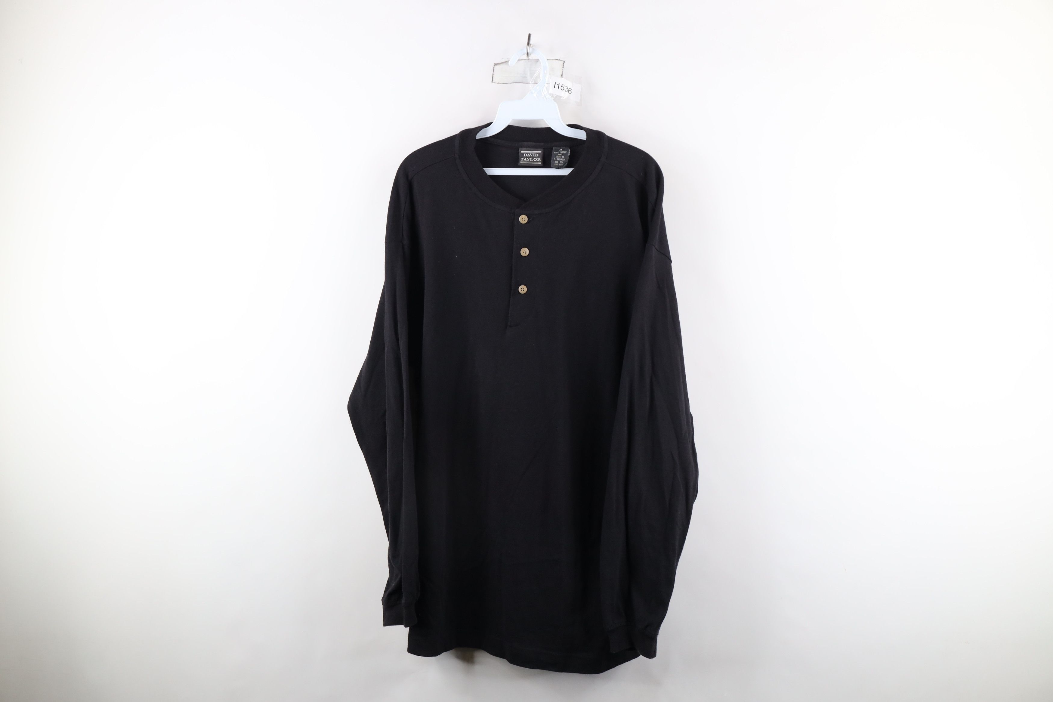Vintage Vintage 90s Streetwear Long Sleeve Henley T-Shirt Black Size US M / EU 48-50 / 2 - 1 Thumbnail