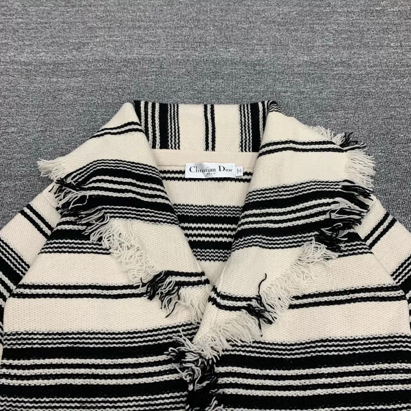 Dior Dior B&W Striped Wool Fringe Cardigan 36 95New Size XS / US 0-2 / IT 36-38 - 7 Thumbnail