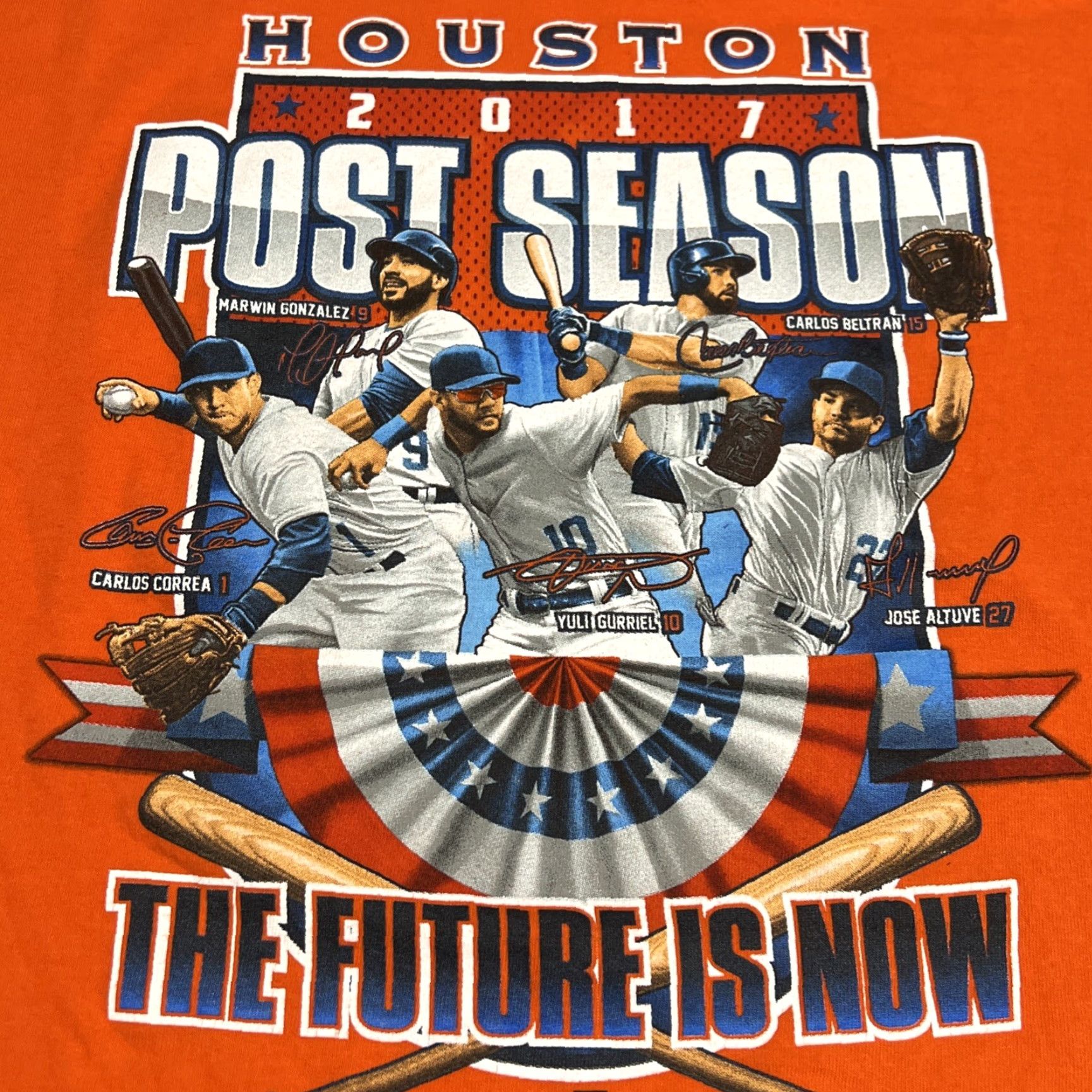 Gildan VINTAGE Houston Astros MLB Tshirt Large 2017 Post Season” The Future Is Now” Orange Size US L / EU 52-54 / 3 - 5 Thumbnail