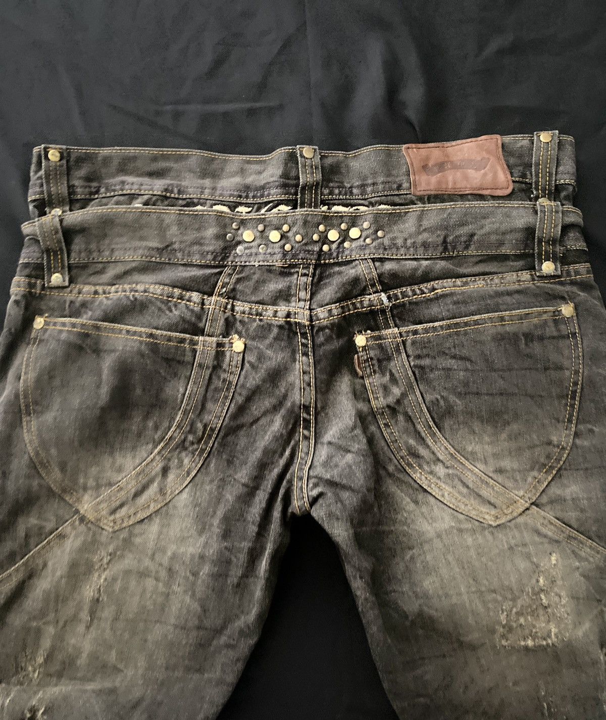 Tornado Mart Japanese Double Waist Flared Denim Pants Size US 33 - 7 Thumbnail