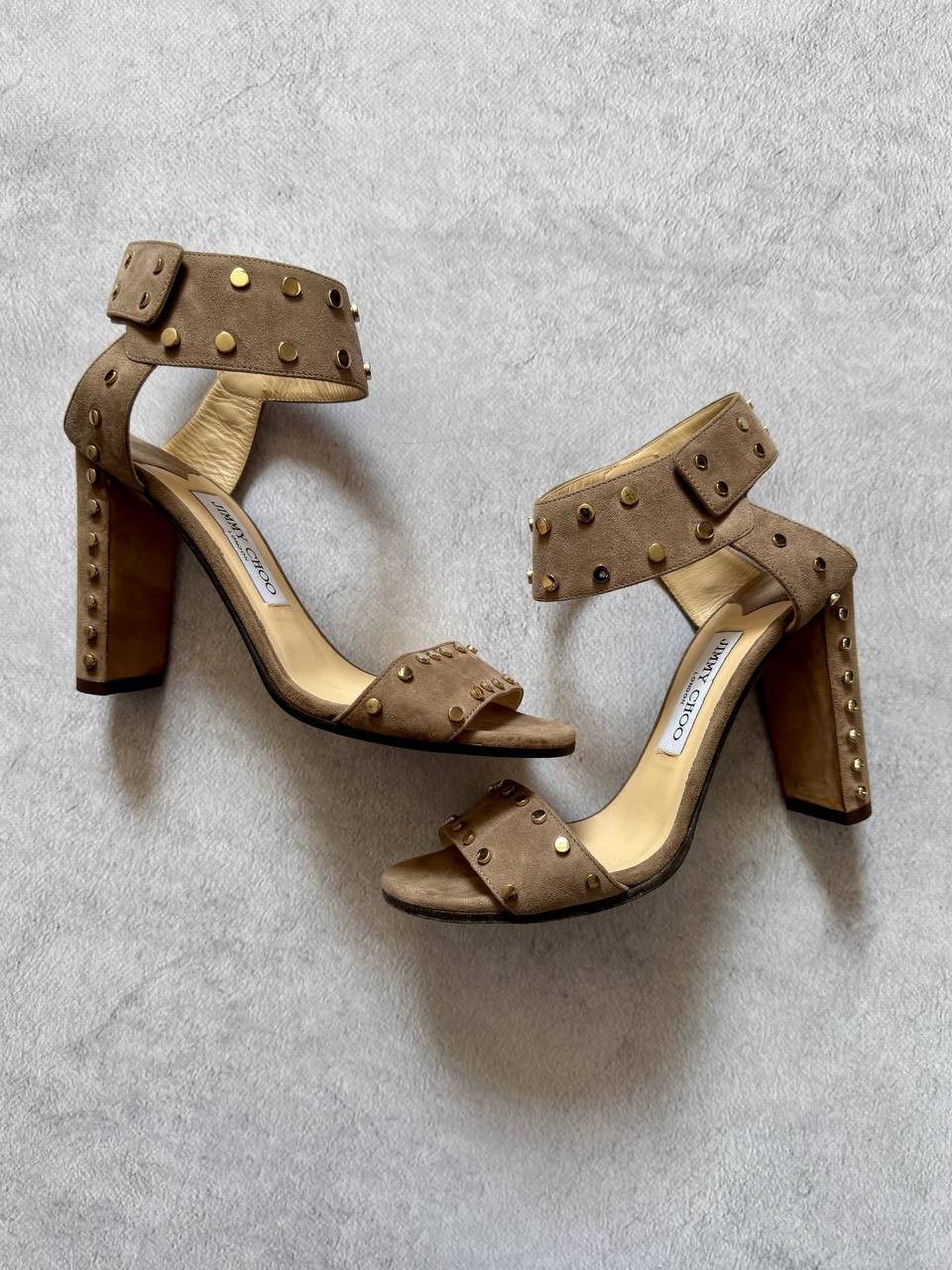 Jimmy Choo Jimmy Choo Studded Suede Block Heel Sandals Size 38 Size US 8 / IT 38 - 1 Thumbnail