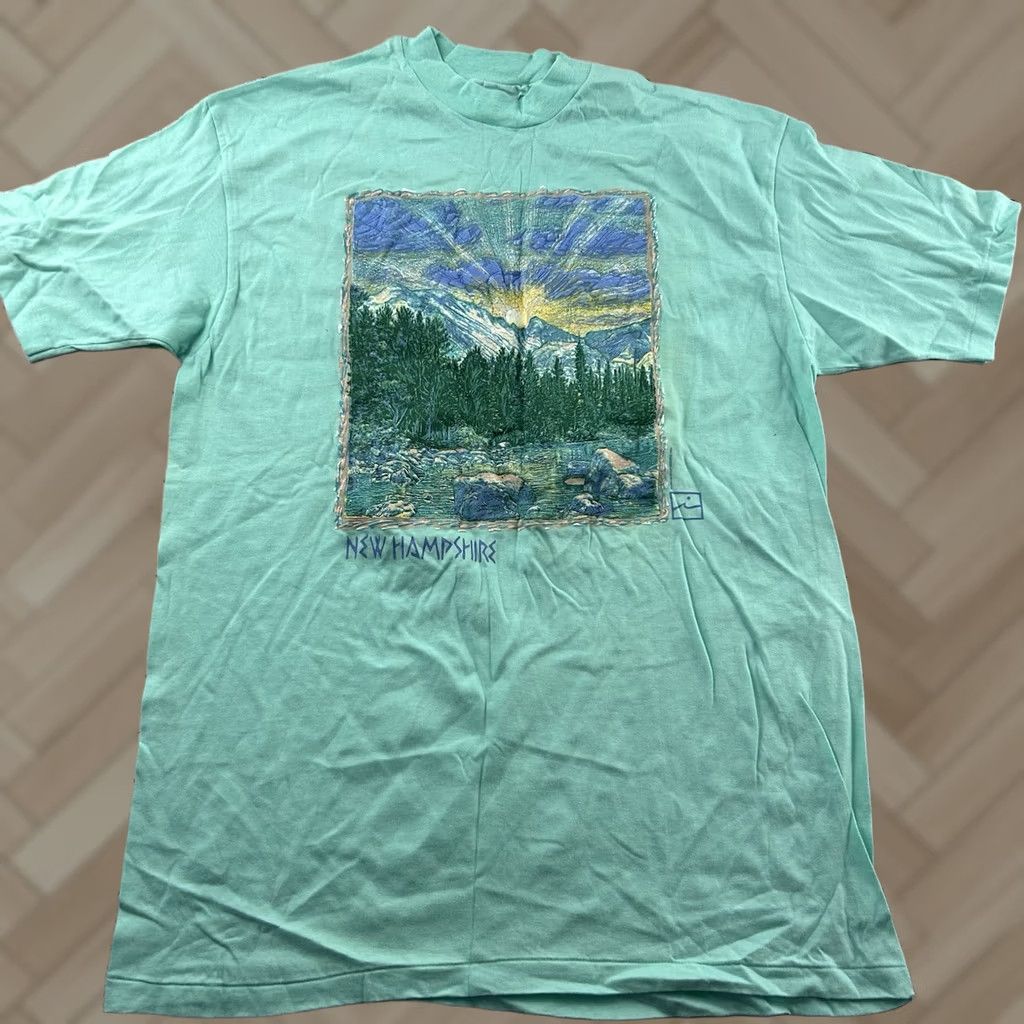 Hanes Vintage Hanes New Hampshire Short Sleeve T Shirt Men's XL Teal Green Size US XL / EU 56 / 4 - 1 Thumbnail