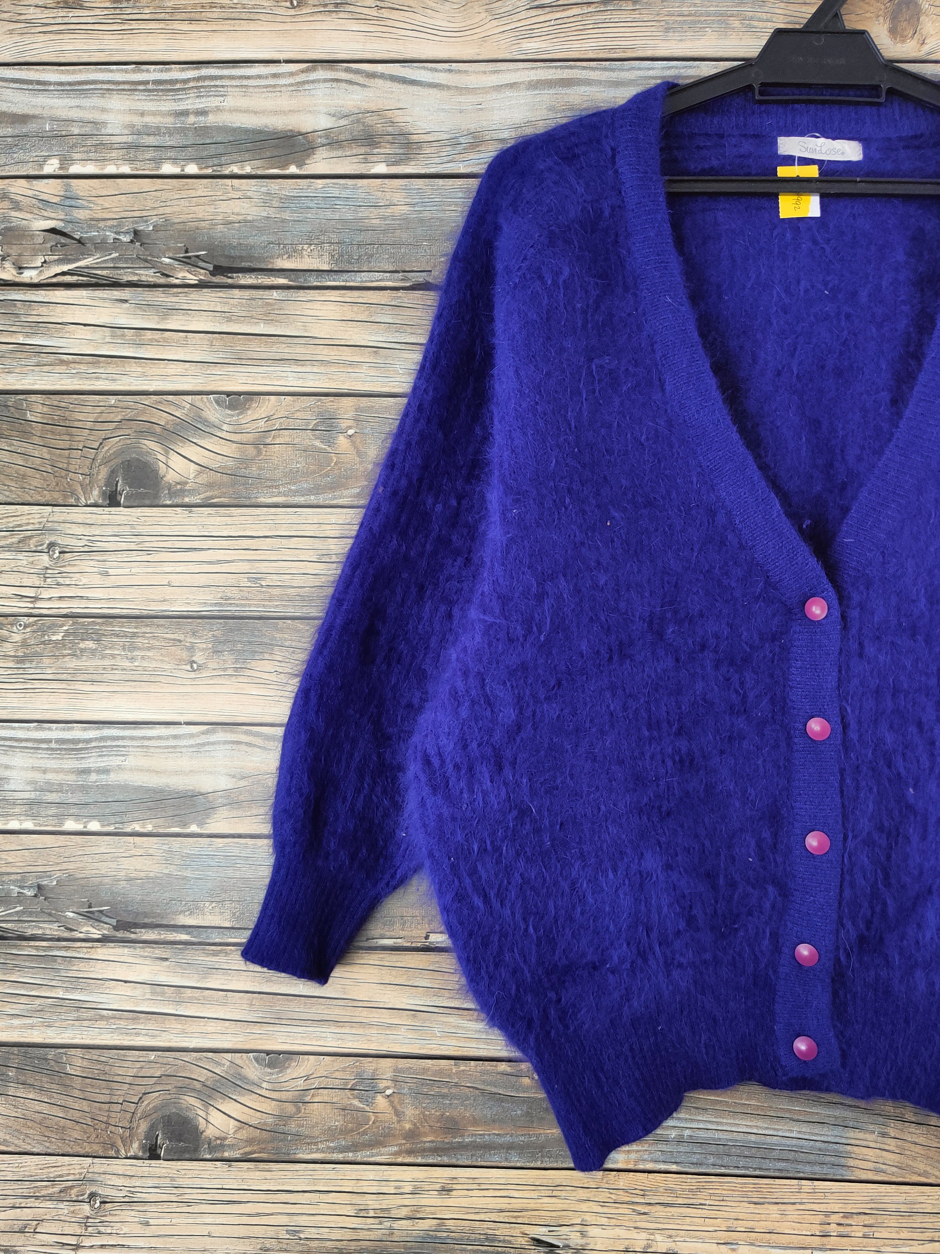 Japanese Brand DL Sundose Blue Fur Mohair shaggy Knitwear #46-992 Size L / US 10 / IT 46 - 3 Thumbnail