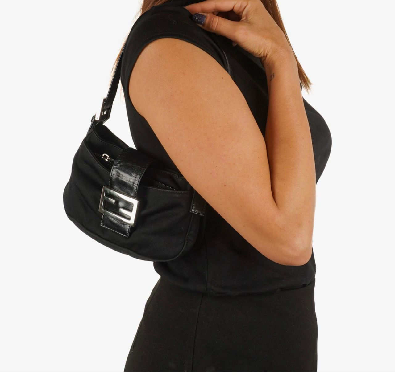 Fendi Authentic Fendi Mamma Baguette Black Neoprane Shoulder Bag Size ONE SIZE - 10 Thumbnail