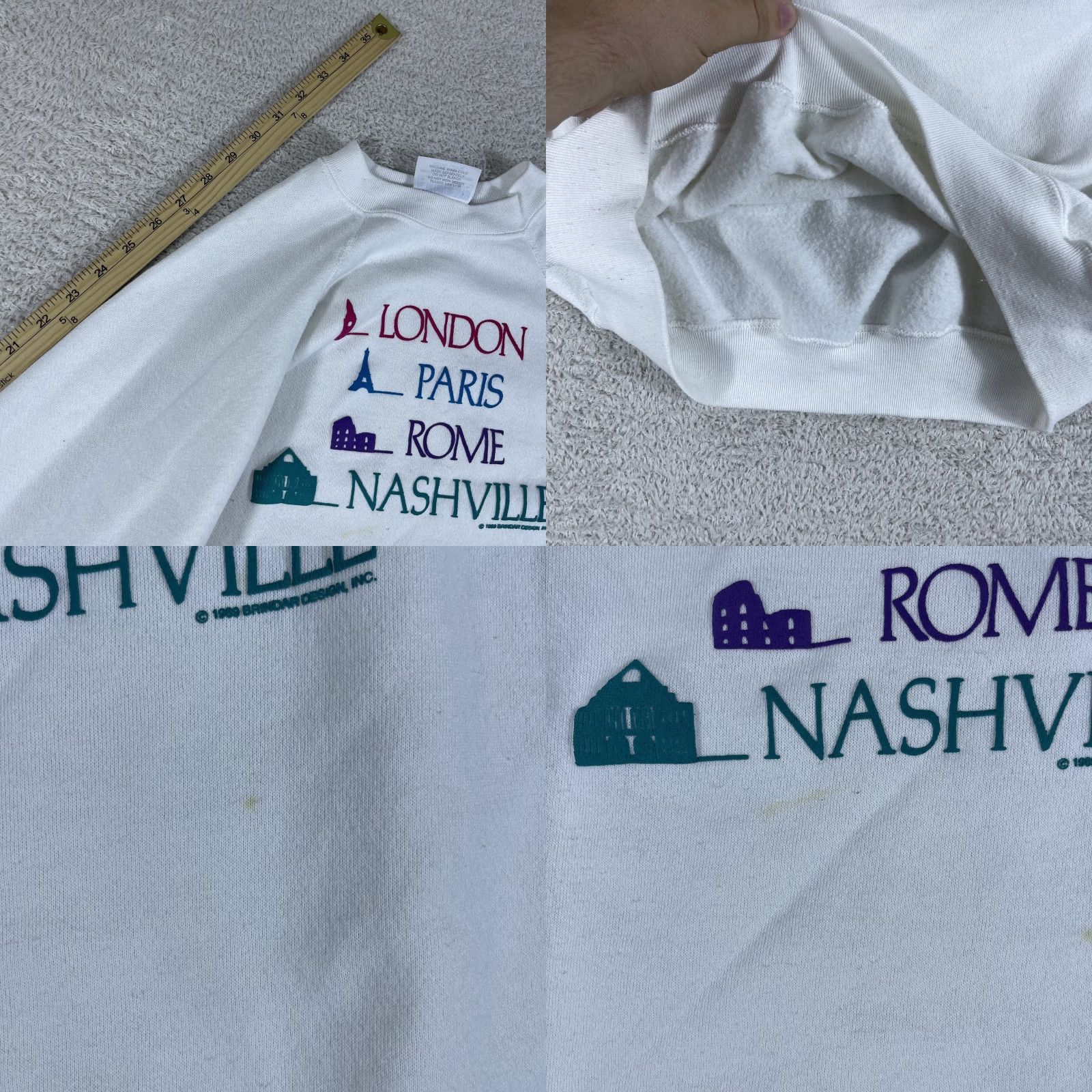Vintage VINTAGE 90's Nashville Crewneck Sweatshirt Adult XL White USA Raglan Country Sweatshirt Brindar Men Crew Neck Pullover Graphic Print Size US XL / EU 56 / 4 - 8 Thumbnail
