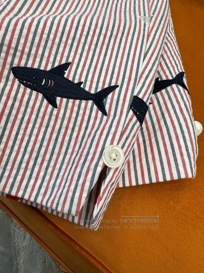 Thom Browne Thom Browne size 1 Shark Embroidered Bubble Gauze Striped S Size US 39 - 7 Thumbnail