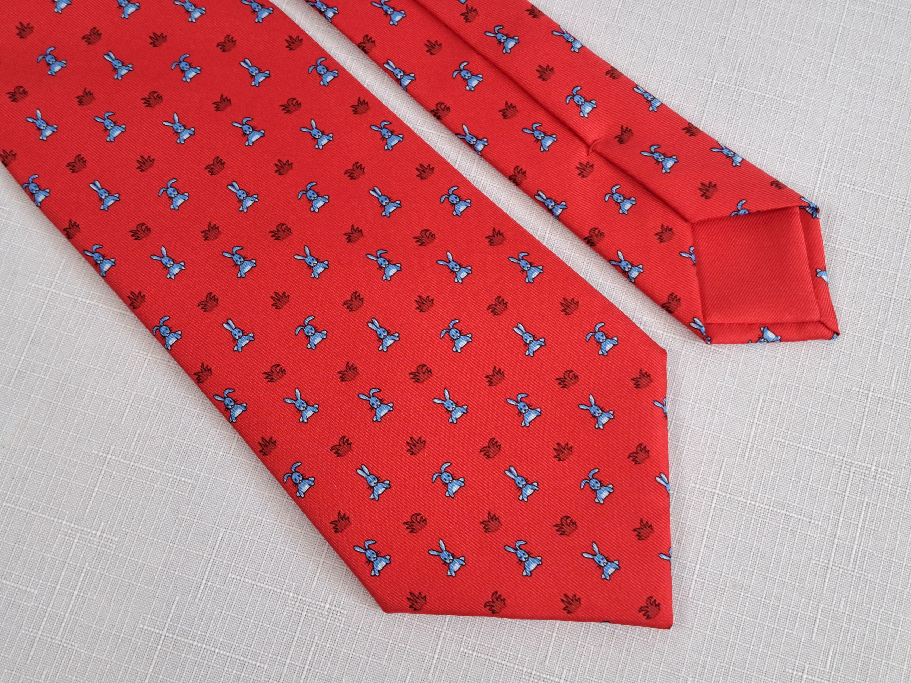 Hermes HERMÈS Paris silk tie funny rabbits pattern 5243 SA. Size ONE SIZE - 7 Thumbnail