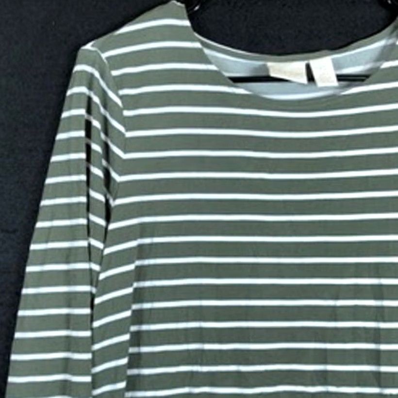 Vintage Chicos Womens Shirt Green White Stripe Long Sleeve Semi Open Back Stretch Crew Neck T-Shirt S Regular Girls Women’s Size S / US 4 / IT 40 - 4 Thumbnail