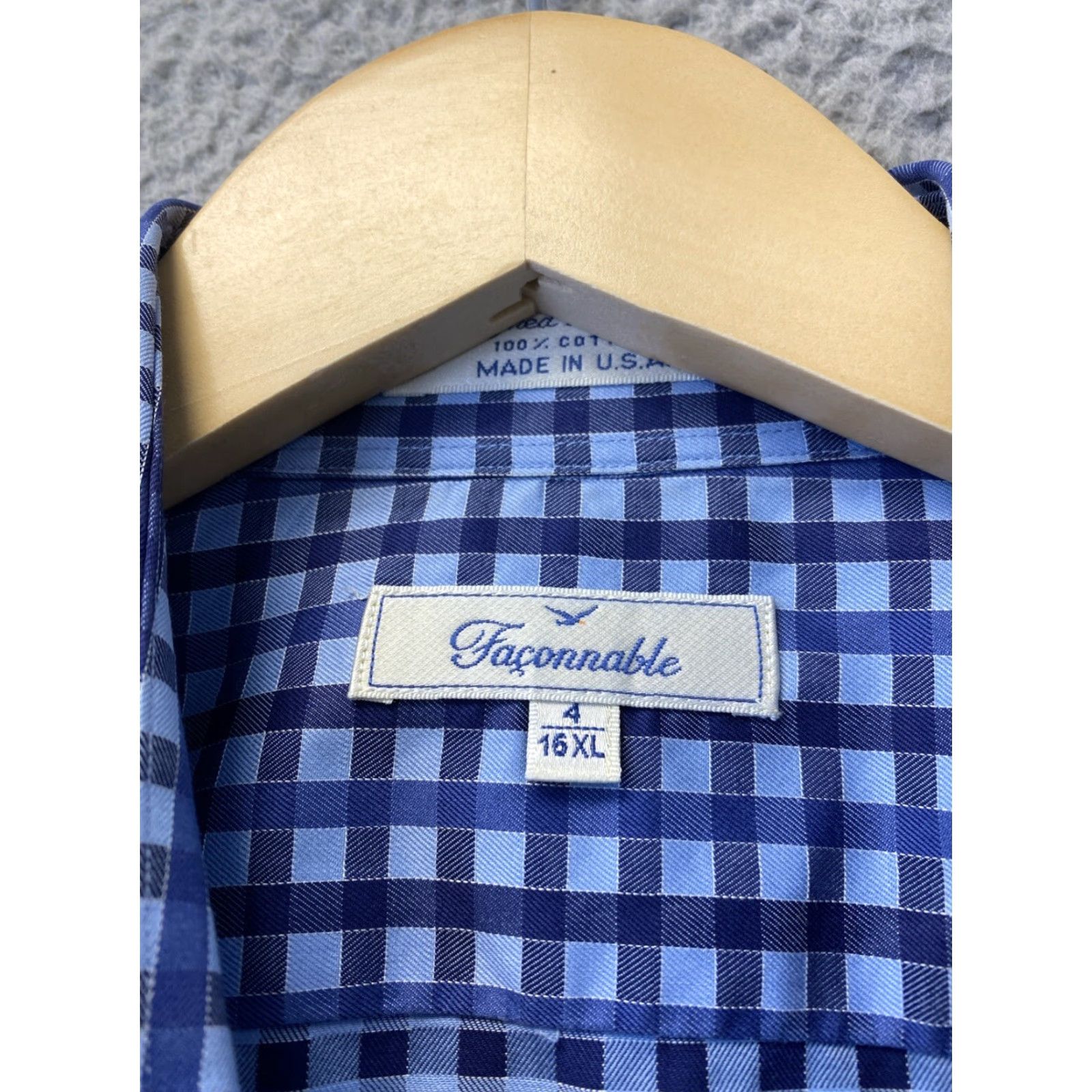 Faconnable VINTAGE Faconnable Men's Cotton Blue Check Long Sleeve Shirt XL Casual Party 90s Usa Size US XL / EU 56 / 4 - 5 Thumbnail